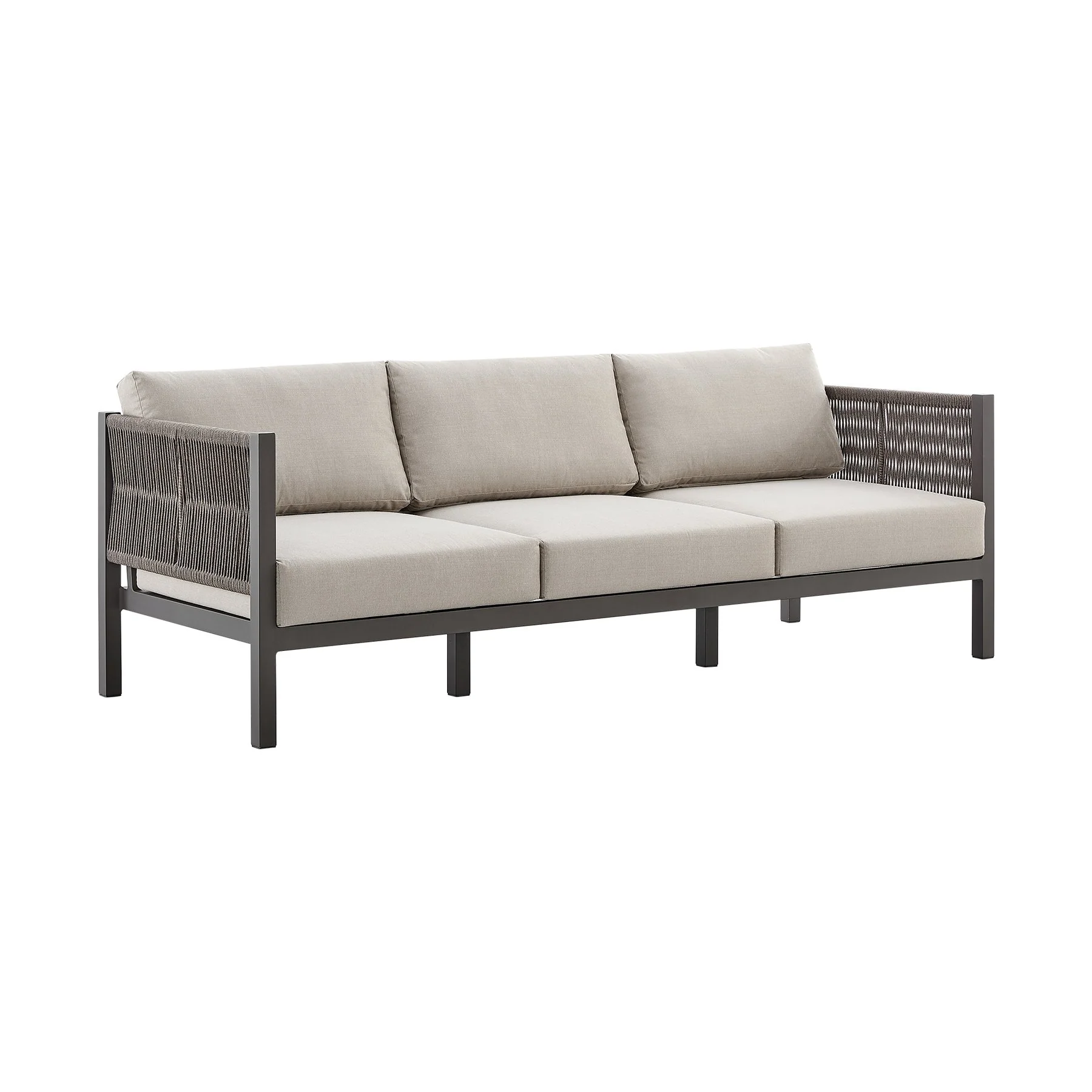 Mareike Aluminum and Rope Outdoor Sofa in Brown - Image 2