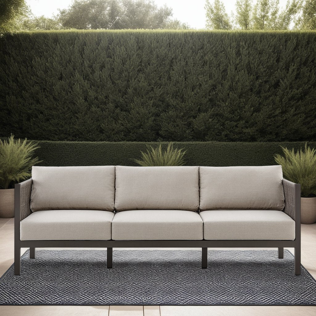 Mareike Aluminum and Rope Outdoor Sofa in Brown - Image 9