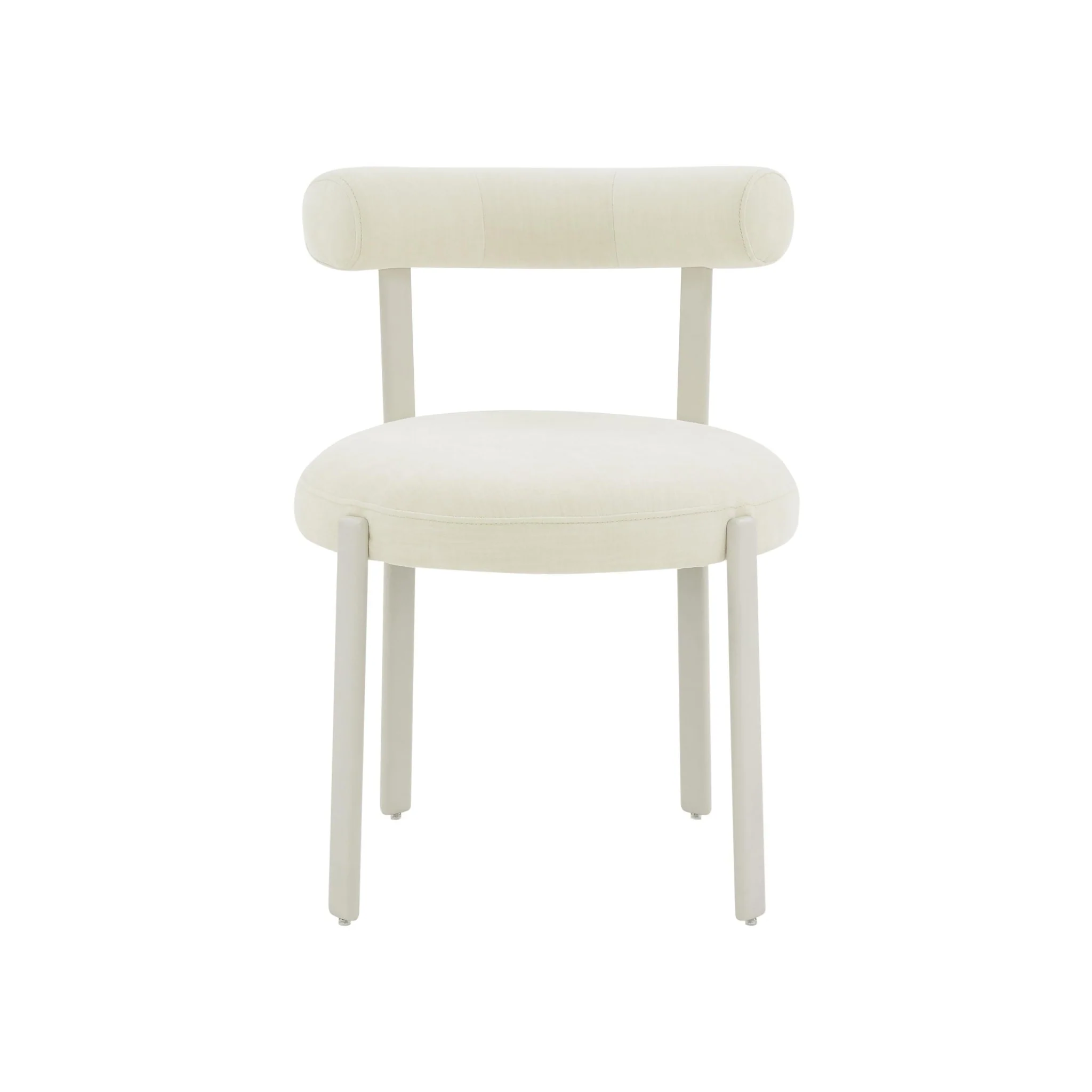 Margaret Cream Performance Chenille Bolster Back Dining Chair - Image 3