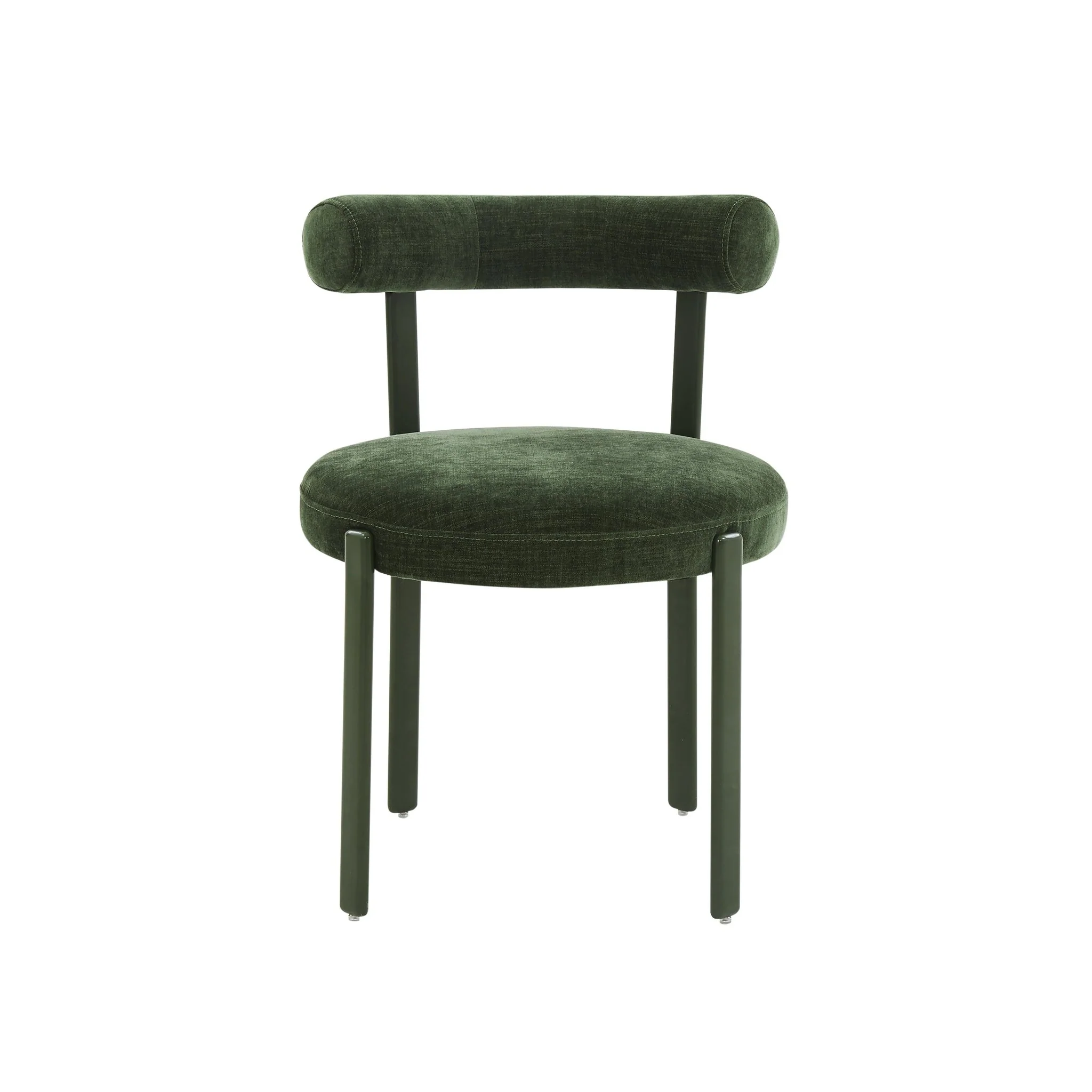 Margaret Forest Green Performance Chenille Bolster Back Dining Chair - Image 3