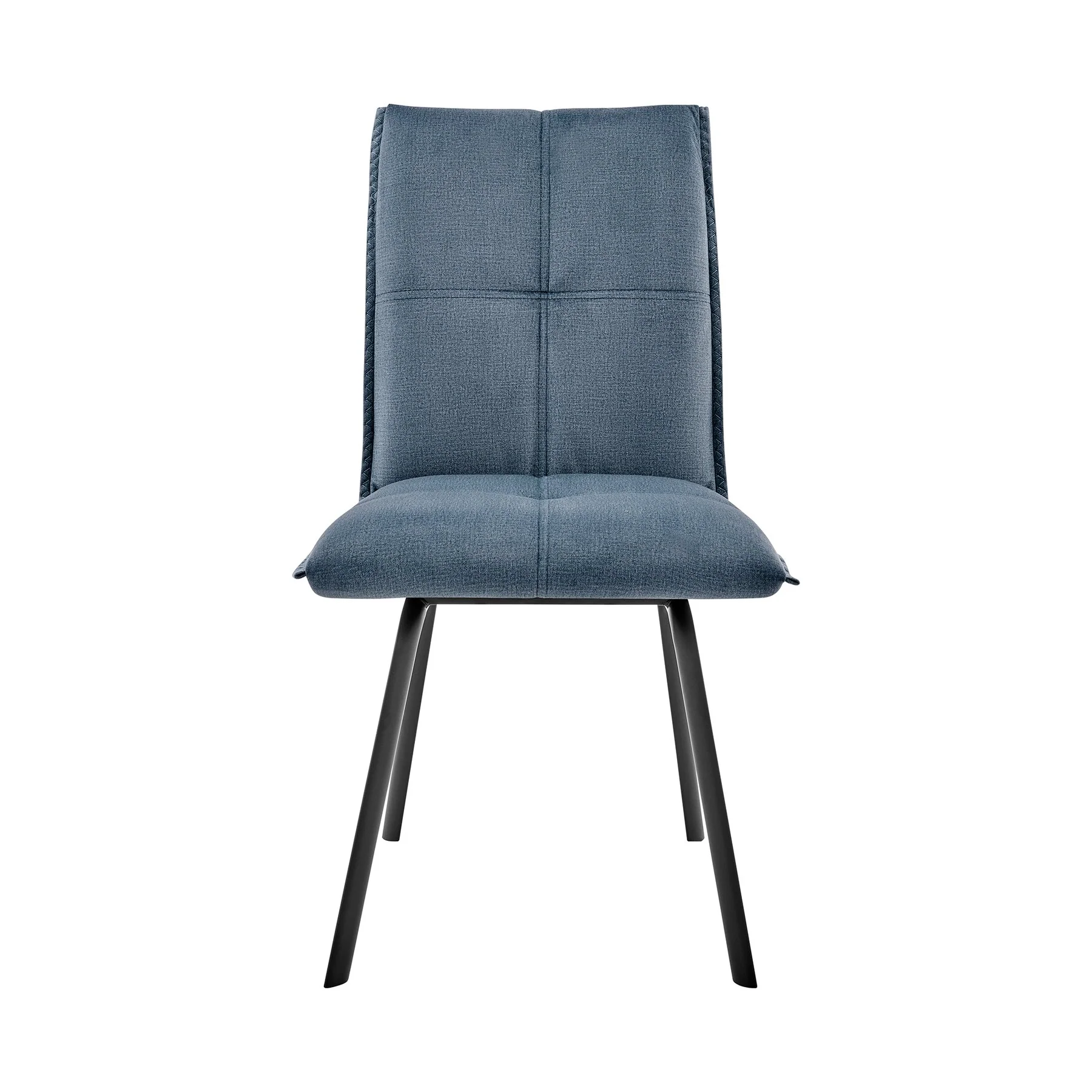 Margot and Rylee 5 Piece Modern Rectangular Dining Set in Black Melamine Wood and Blue Fabric - Image 2