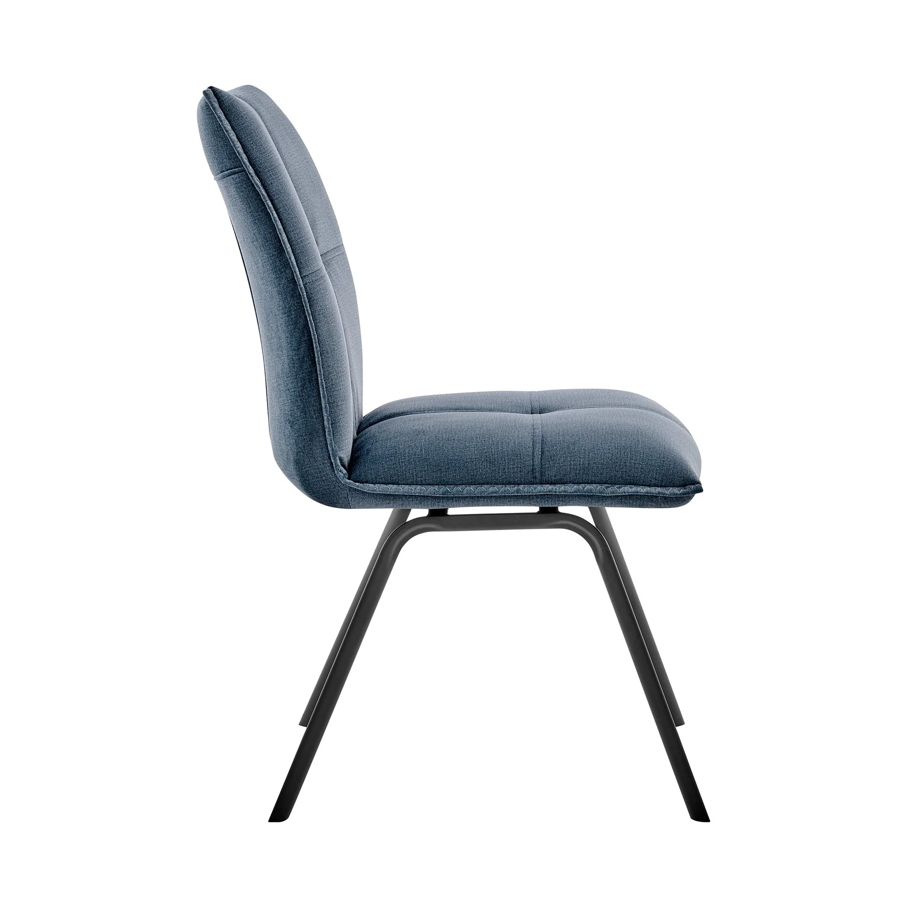 Margot and Rylee 7 Piece Modern Rectangular Dining Set in Black Melamine Wood and Blue Fabric - Image 3