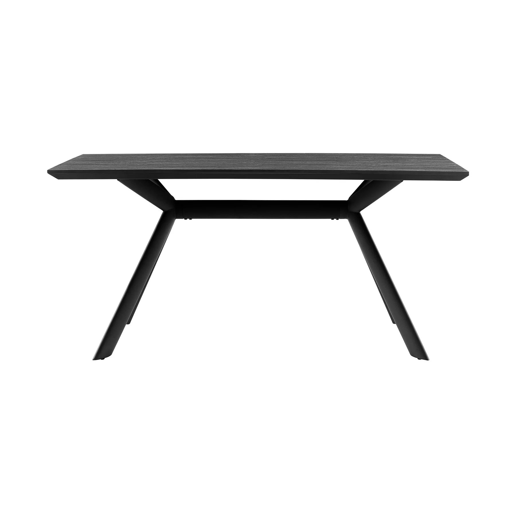 Margot and Rylee 7 Piece Modern Rectangular Dining Set in Black Melamine Wood and Blue Fabric - Image 4