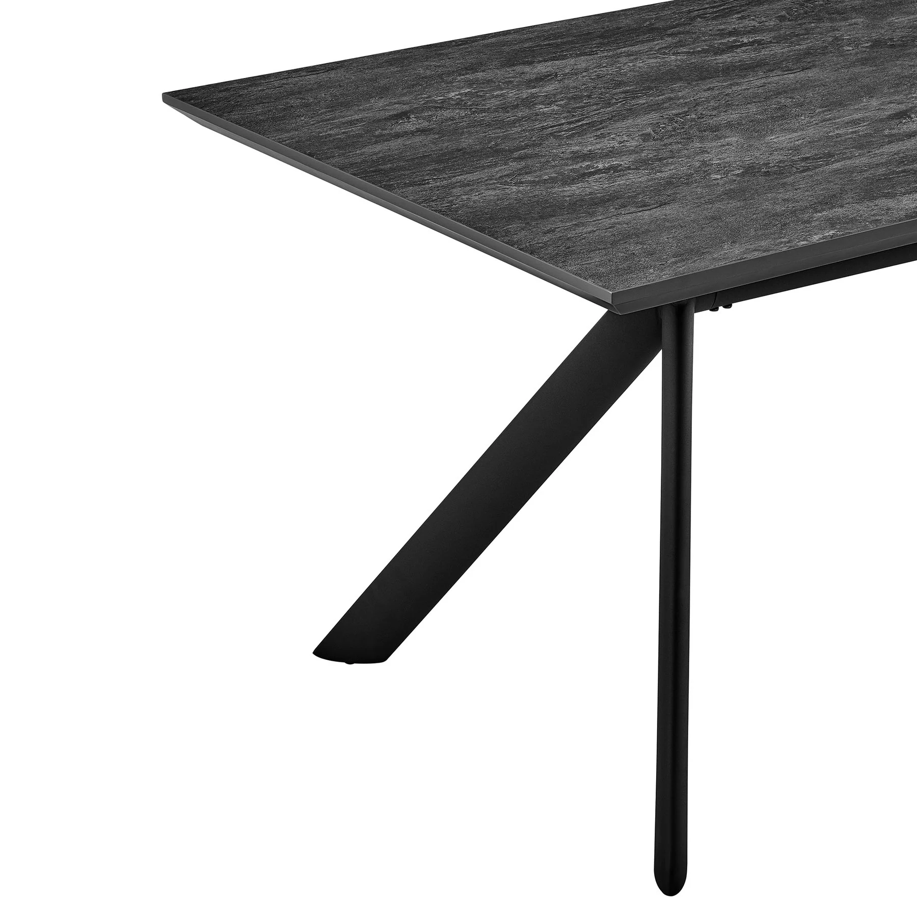 Margot and Rylee 7 Piece Modern Rectangular Dining Set in Black Melamine Wood and Blue Fabric - Image 7