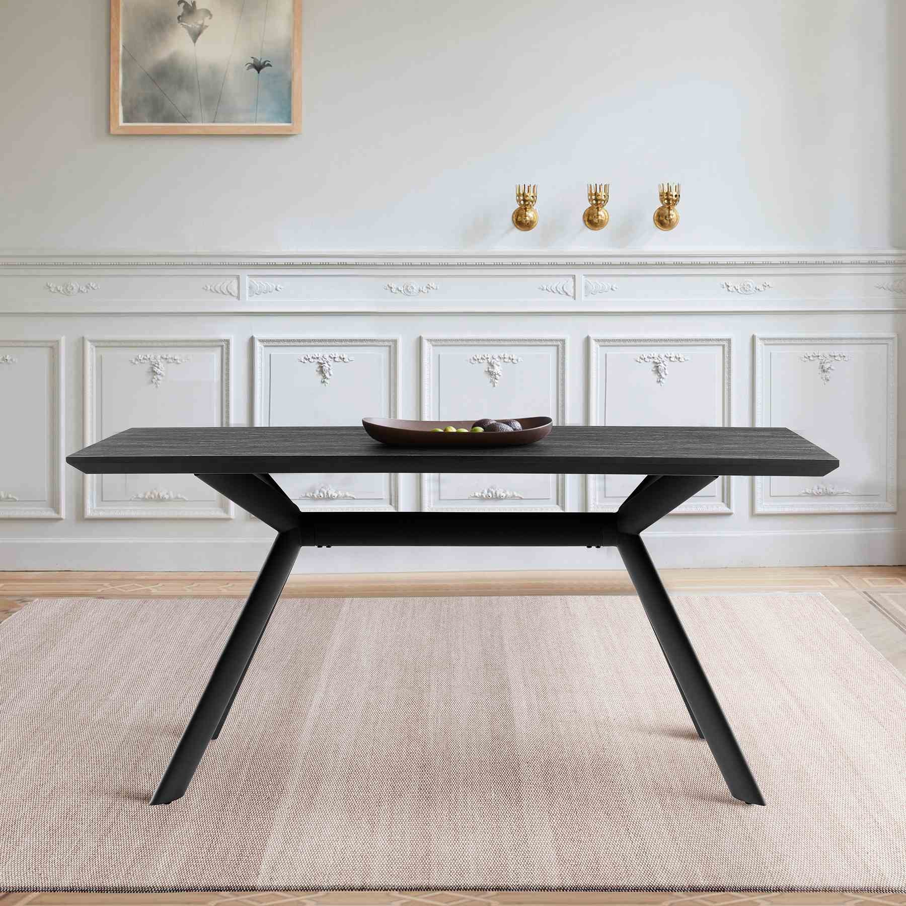 Margot Dark Gray Rectangular Dining Table with Black Finish - Image 5