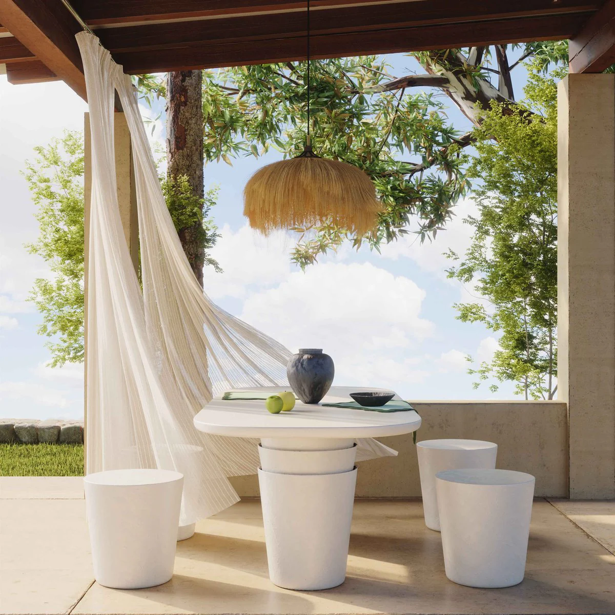 Margot Light Grey Faux Plaster Indoor / Outdoor Concrete Dining Table - Image 2