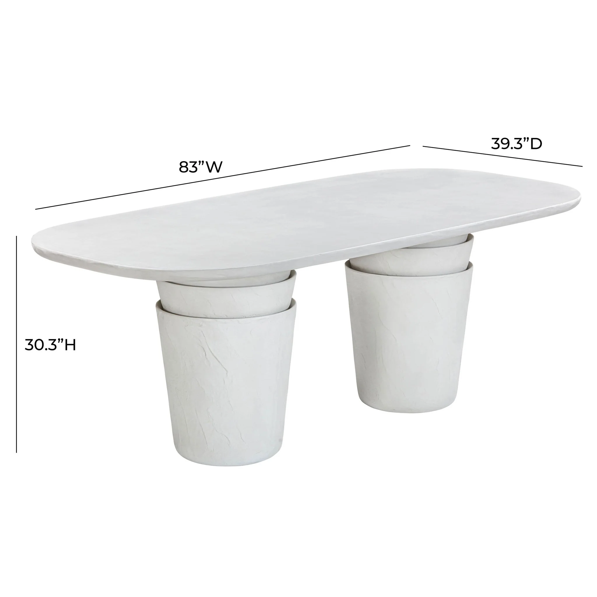 Margot Light Grey Faux Plaster Indoor / Outdoor Concrete Dining Table - Image 7