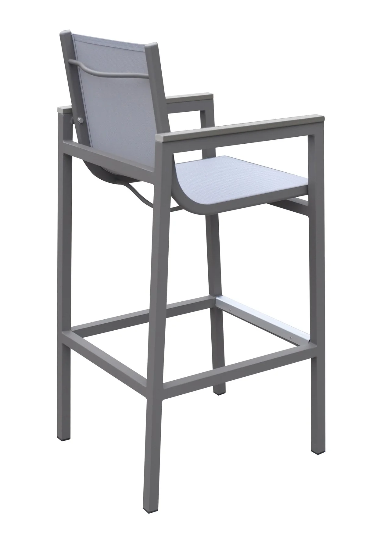 Marina Outdoor Patio Set Gray Finish and Gray Wood Top (Table with 4 barstools) - Image 4