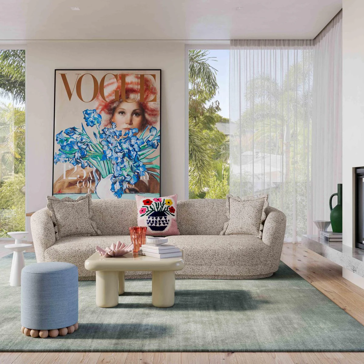 Marion Two-Tone Textured Boucle Sectional - Image 2