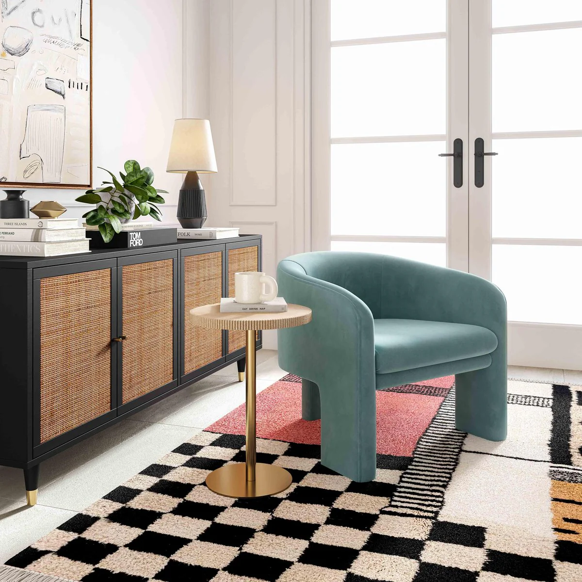 Marla Sea Blue Velvet Accent Chair - Image 2