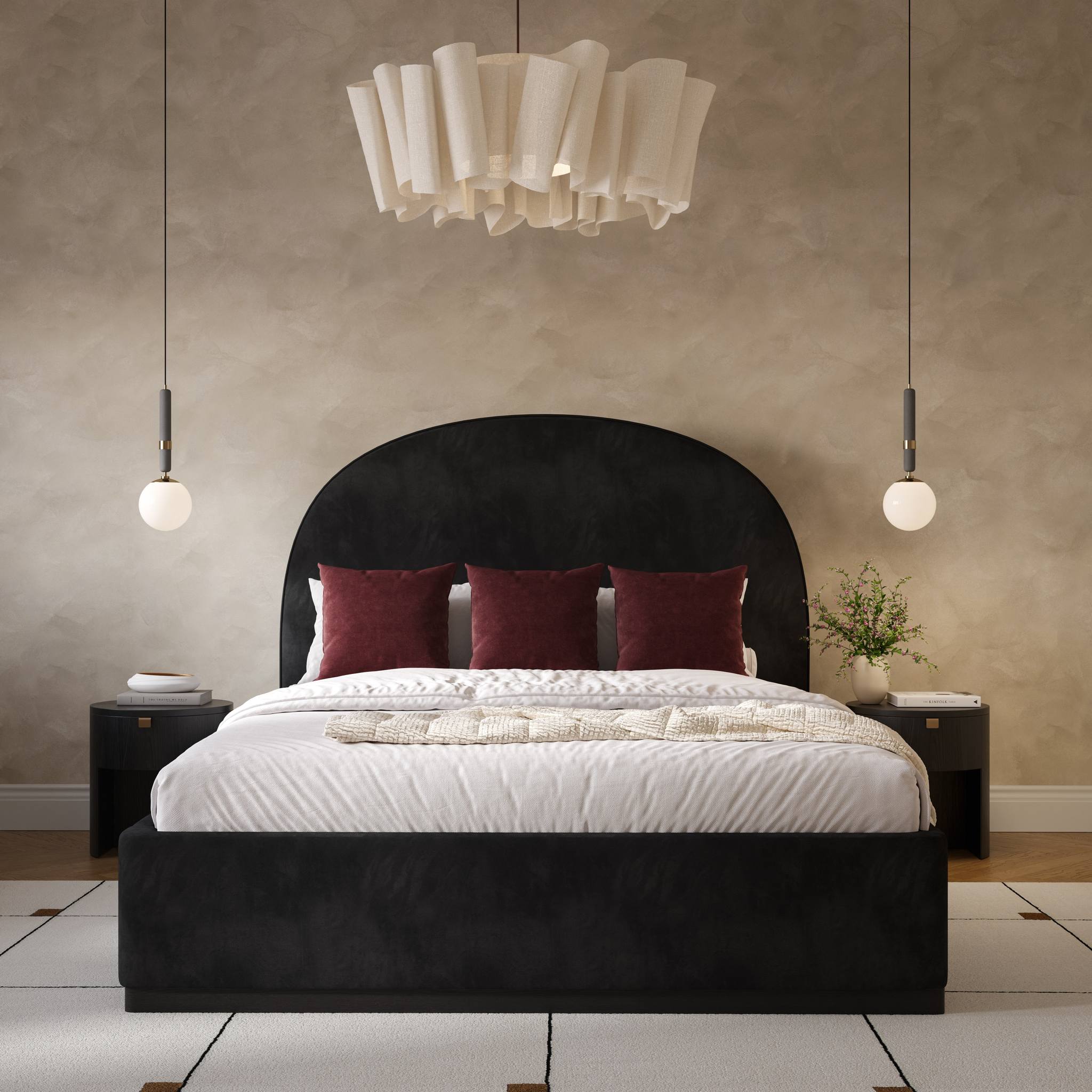 Marlow Black Velvet King Bed - Image 3