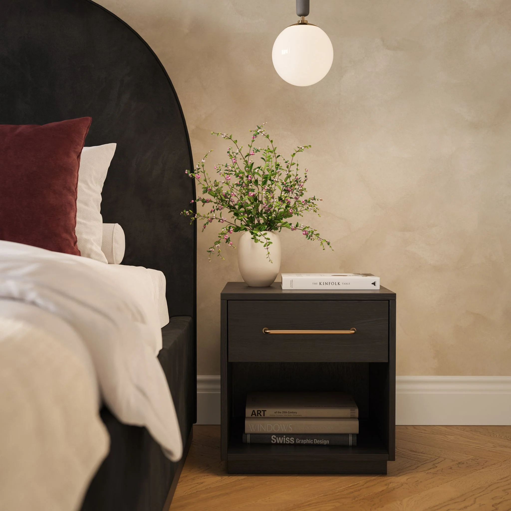 Marlow Black Velvet Queen Bed - Image 3
