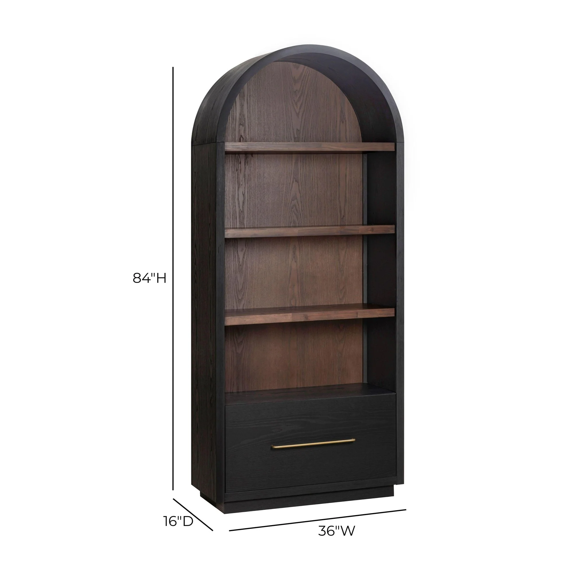 Marlow Black Wood Bookcase with File Drawer - Image 10