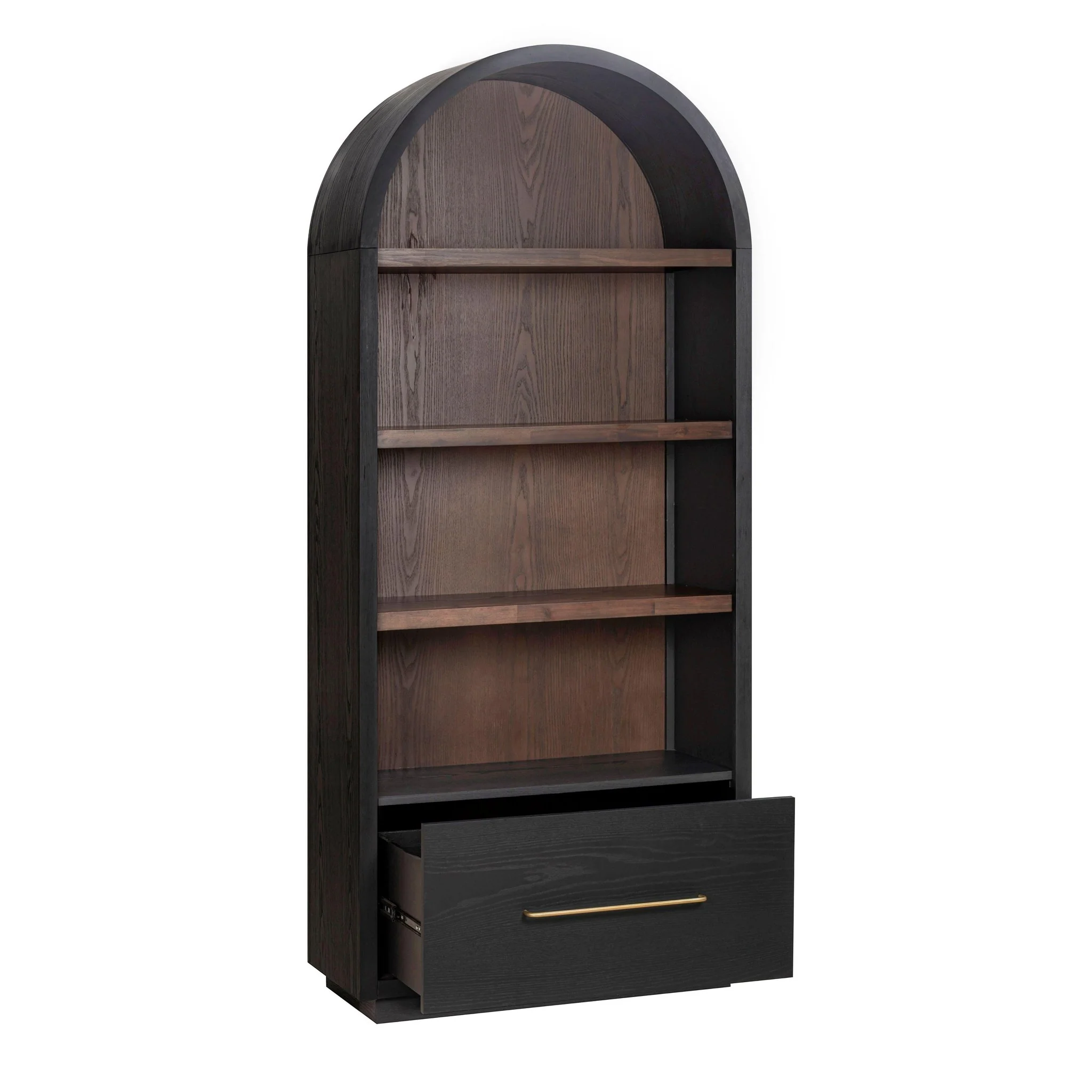 Marlow Black Wood Bookcase with File Drawer - Image 7