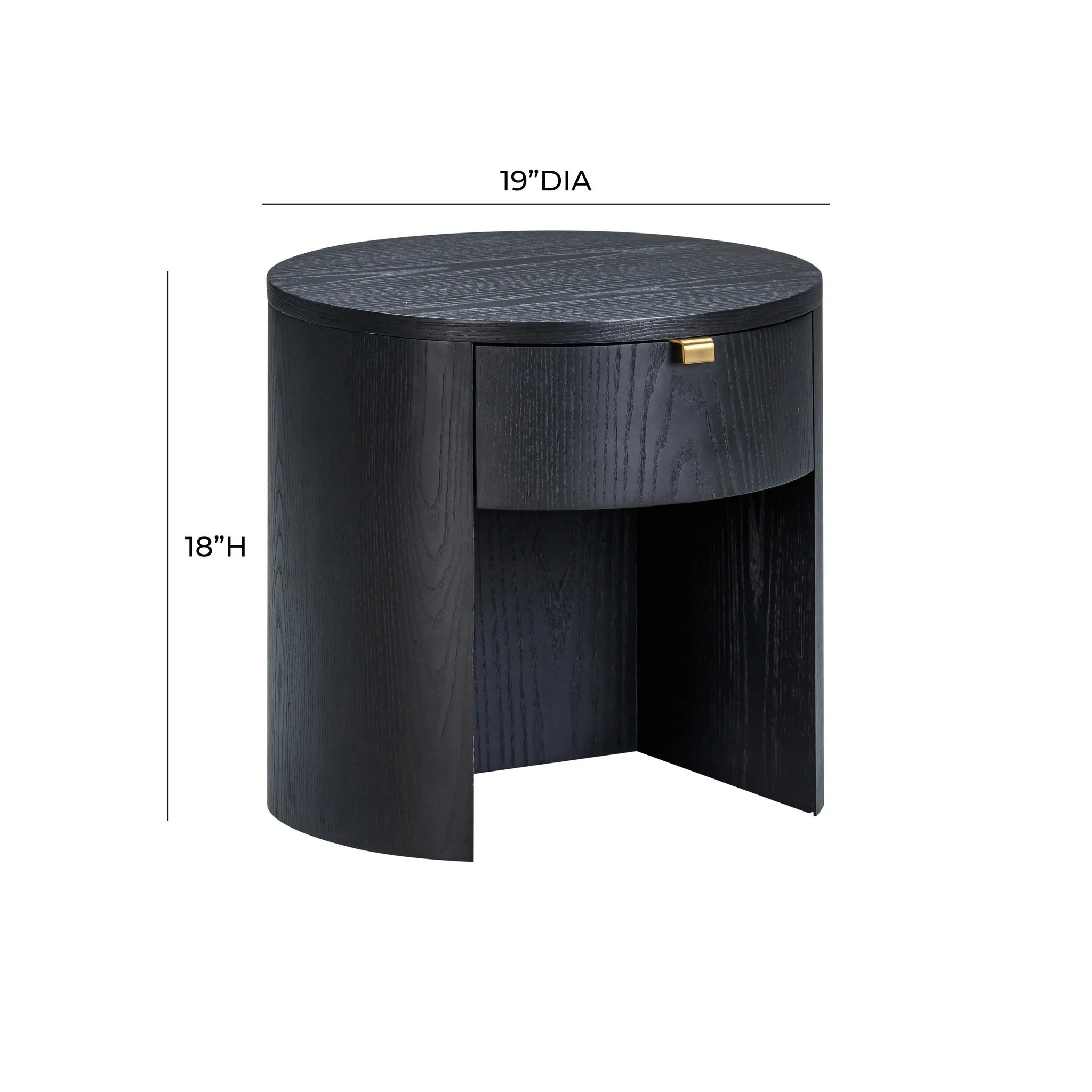 Marlow Black Wood Round Nightstand - Image 8