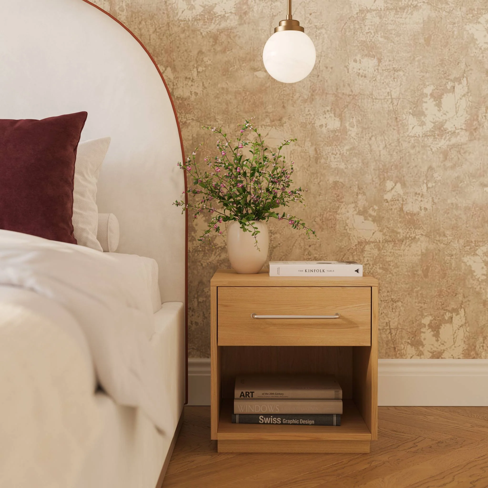 Marlow Cream Velvet Queen Bed - Image 3