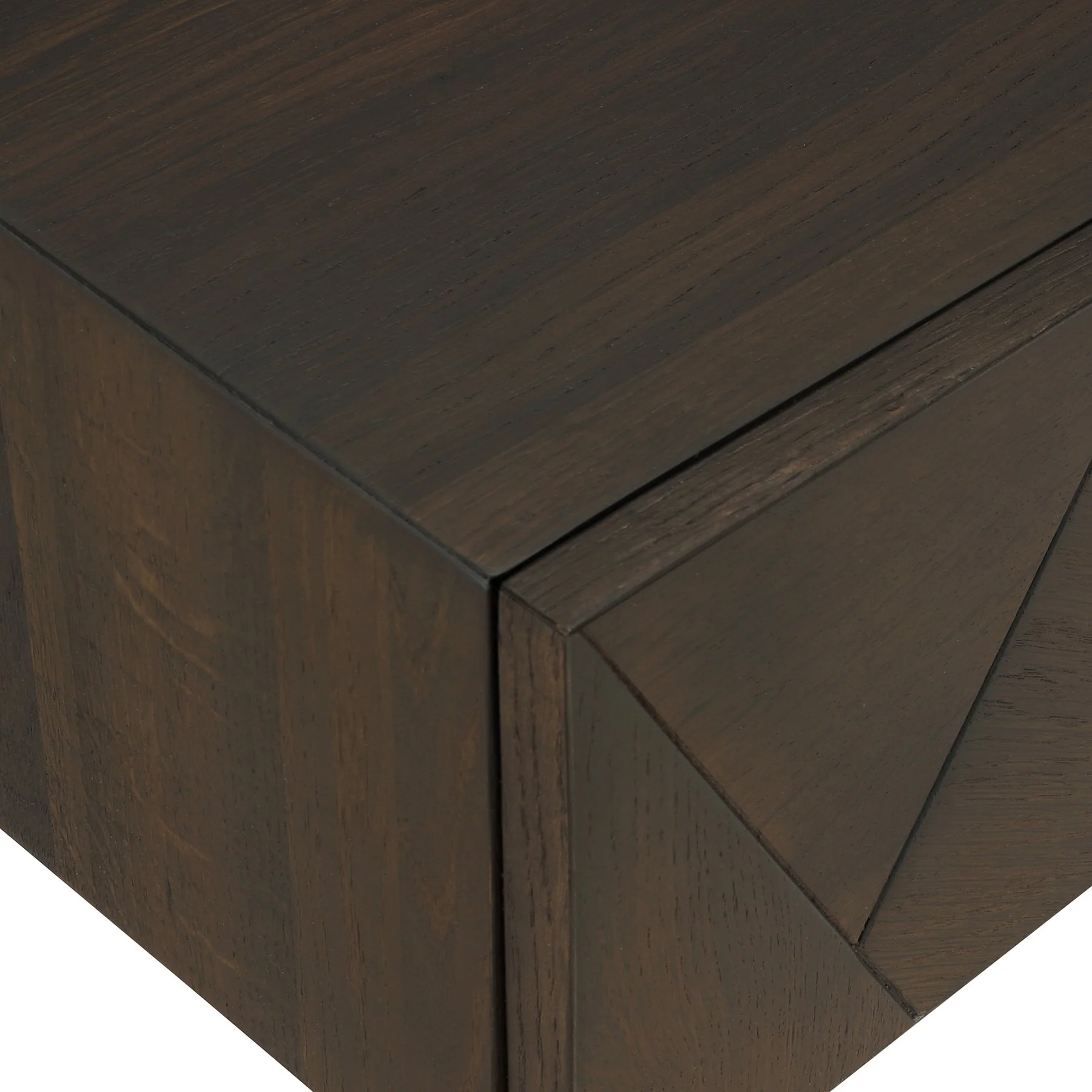 Marquis 4 Piece King Size Platform Bed Frame Bedroom Set in Oak Wood with Faux Leather Headboard - Image 9
