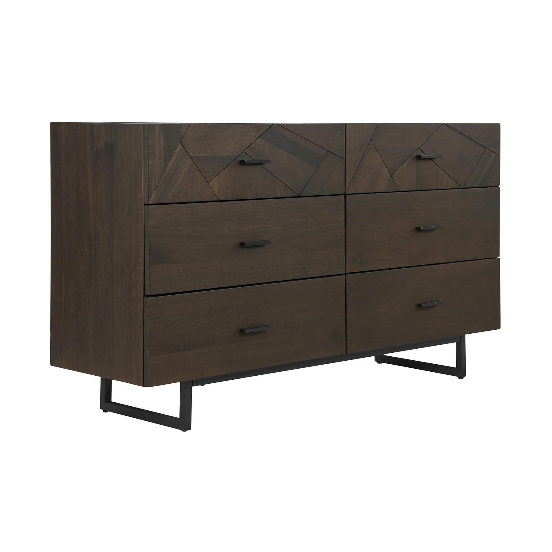 Marquis 6 Drawer Oak Wood Dresser with Black Metal Legs - Image 2