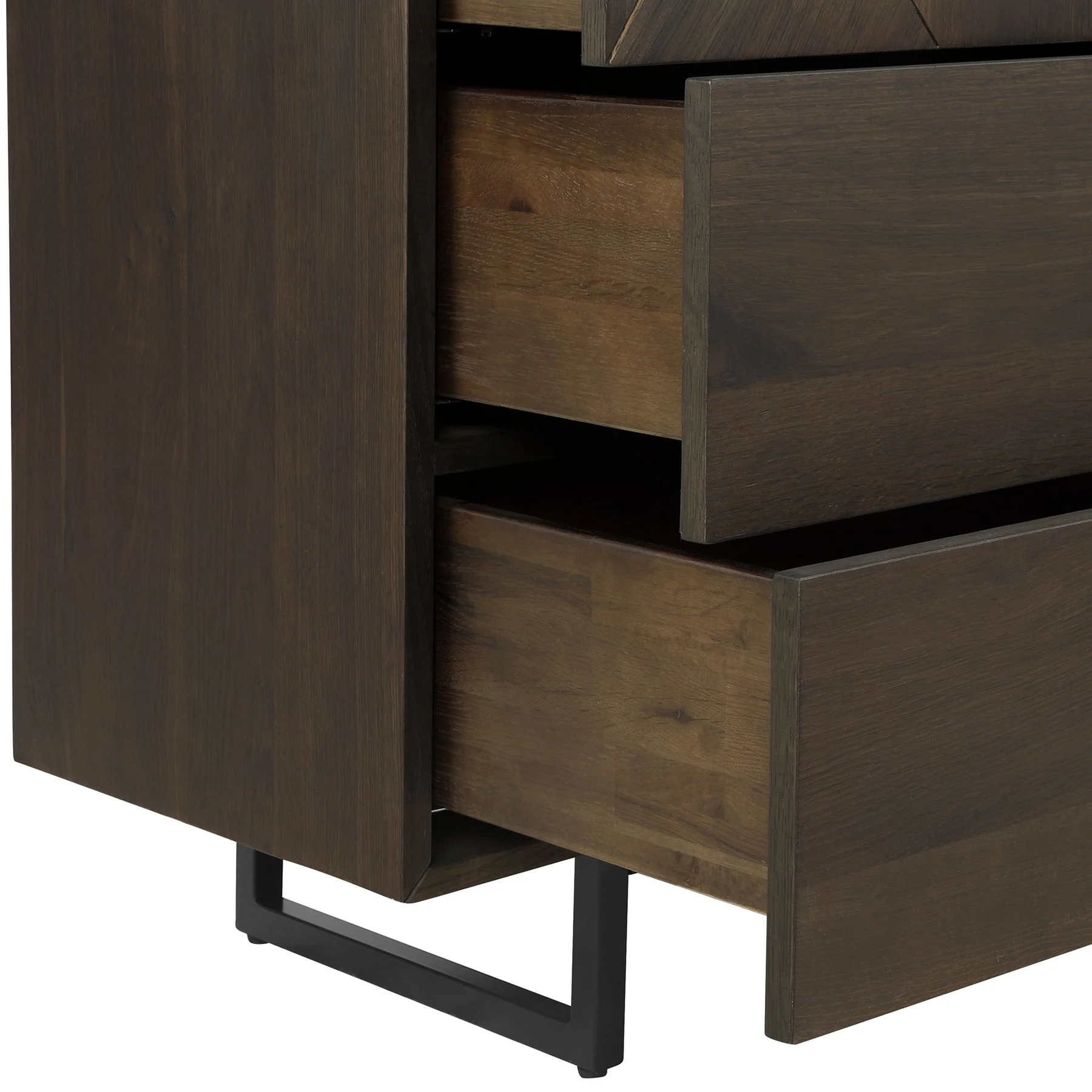 Marquis 6 Drawer Oak Wood Dresser with Black Metal Legs - Image 4
