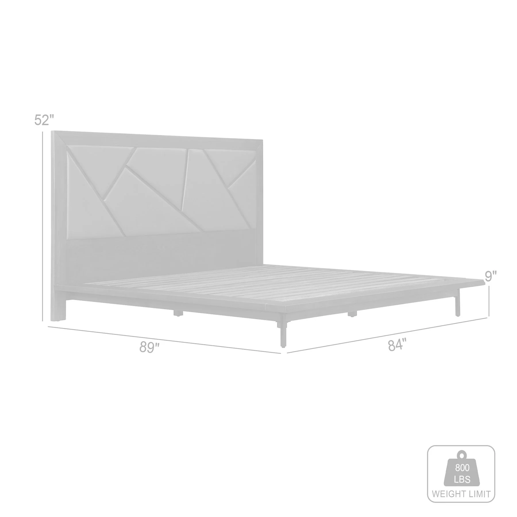 Marquis King Size Platform Bed Frame in Oak Wood with Faux Leather Headboard and Black Metal Legs - Image 10