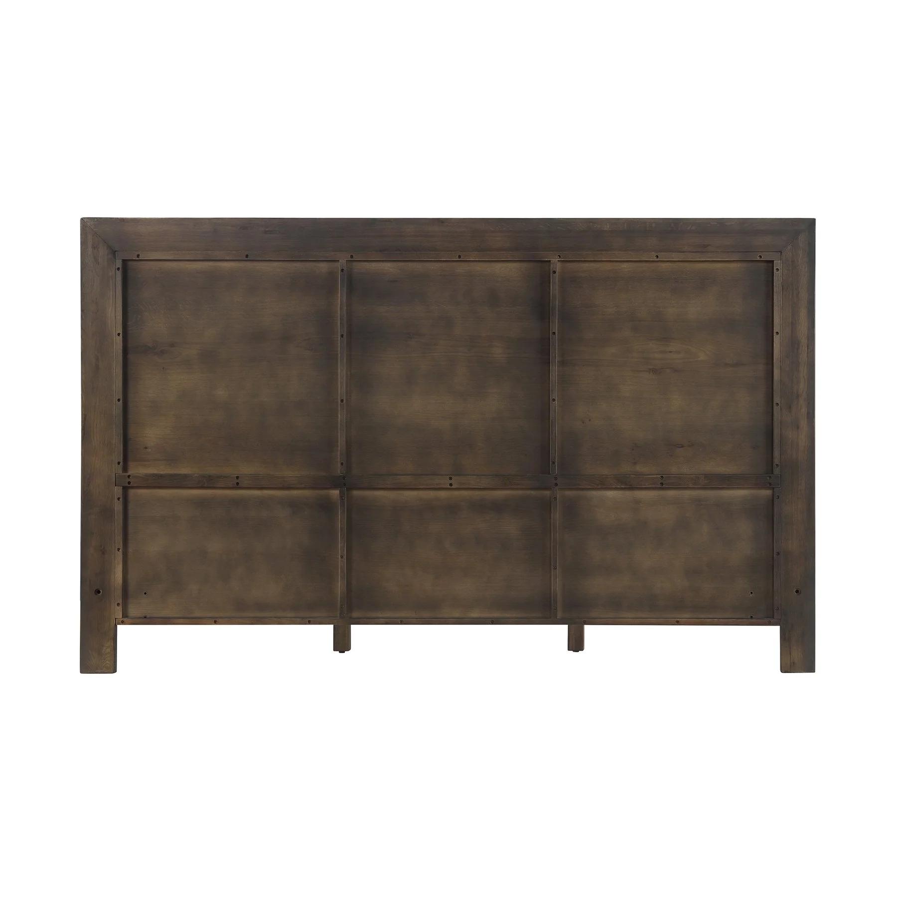 Marquis King Size Platform Bed Frame in Oak Wood with Faux Leather Headboard and Black Metal Legs - Image 4