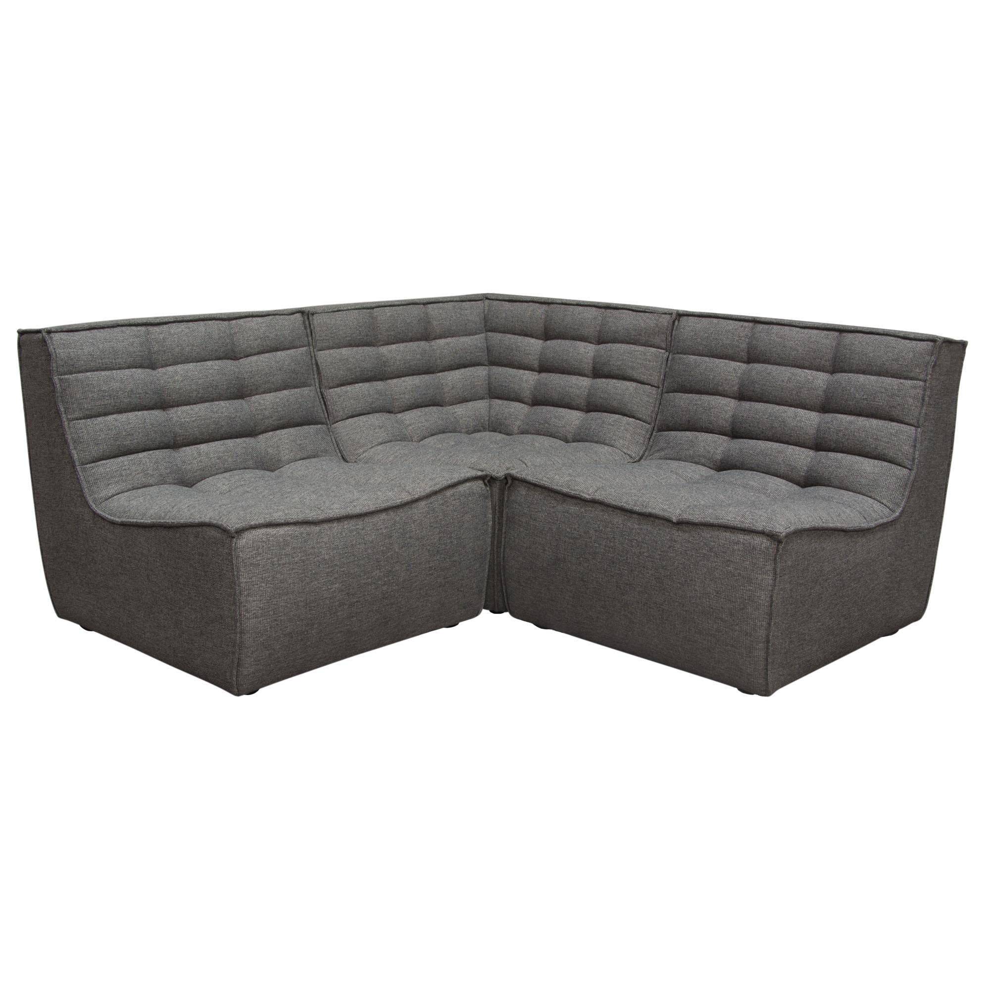 Marshall 3PC Corner Modular Sectional w/ Scooped Seat in Grey Fabric by Diamond Sofa - Image 2