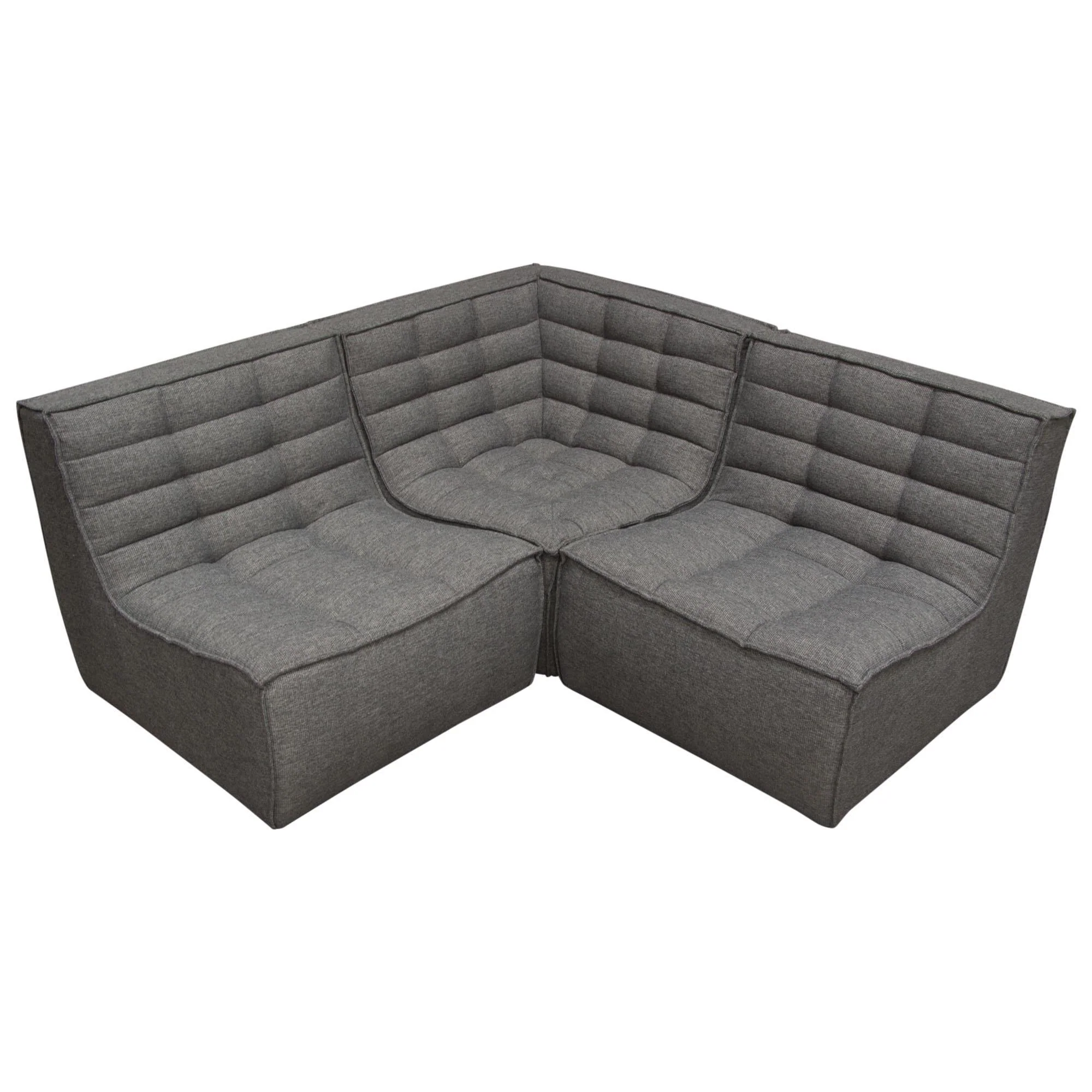 Marshall 3PC Corner Modular Sectional w/ Scooped Seat in Grey Fabric by Diamond Sofa - Image 3