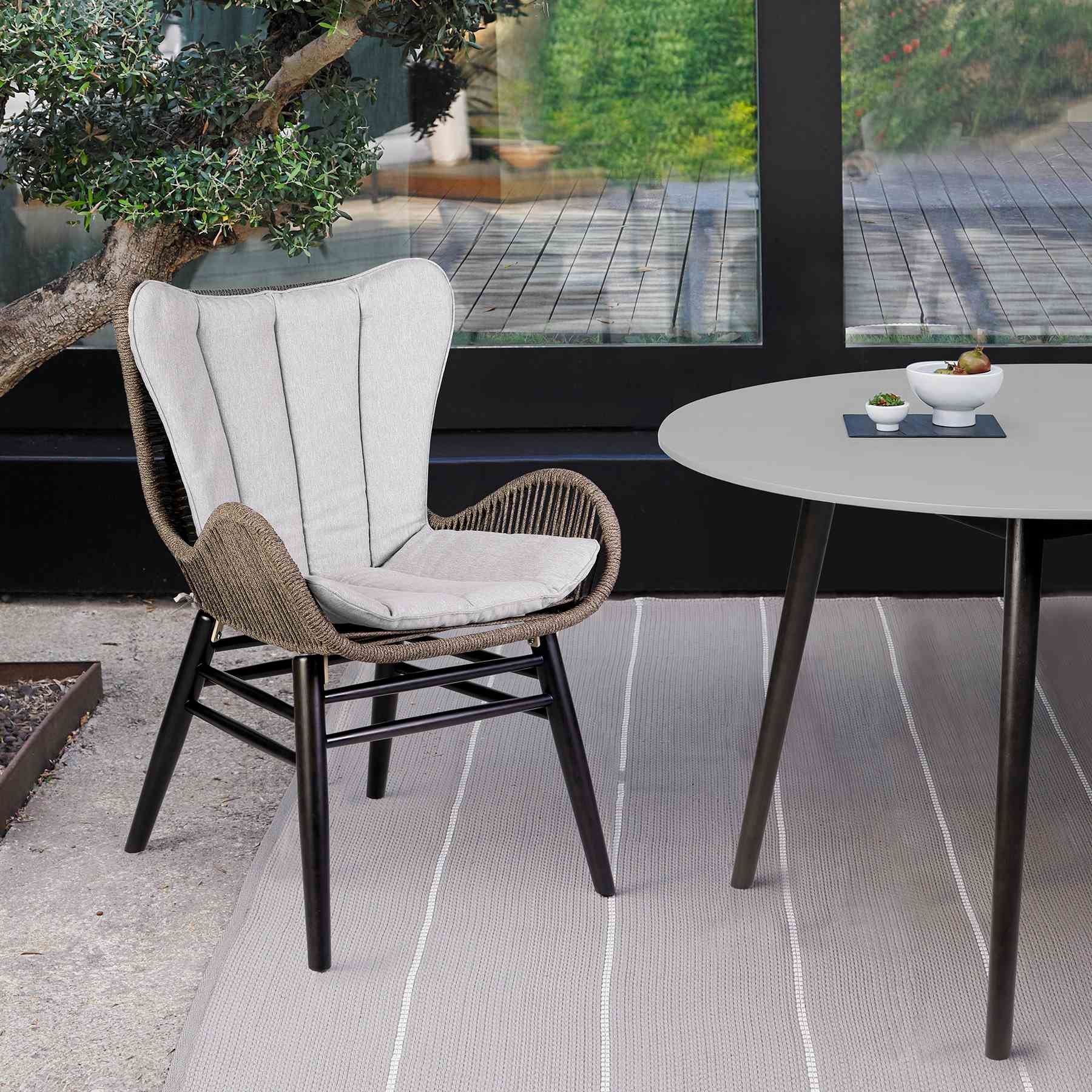 Mateo Outdoor Patio Dining Chair in Dark Eucalyptus Wood and Truffle Rope - Image 12