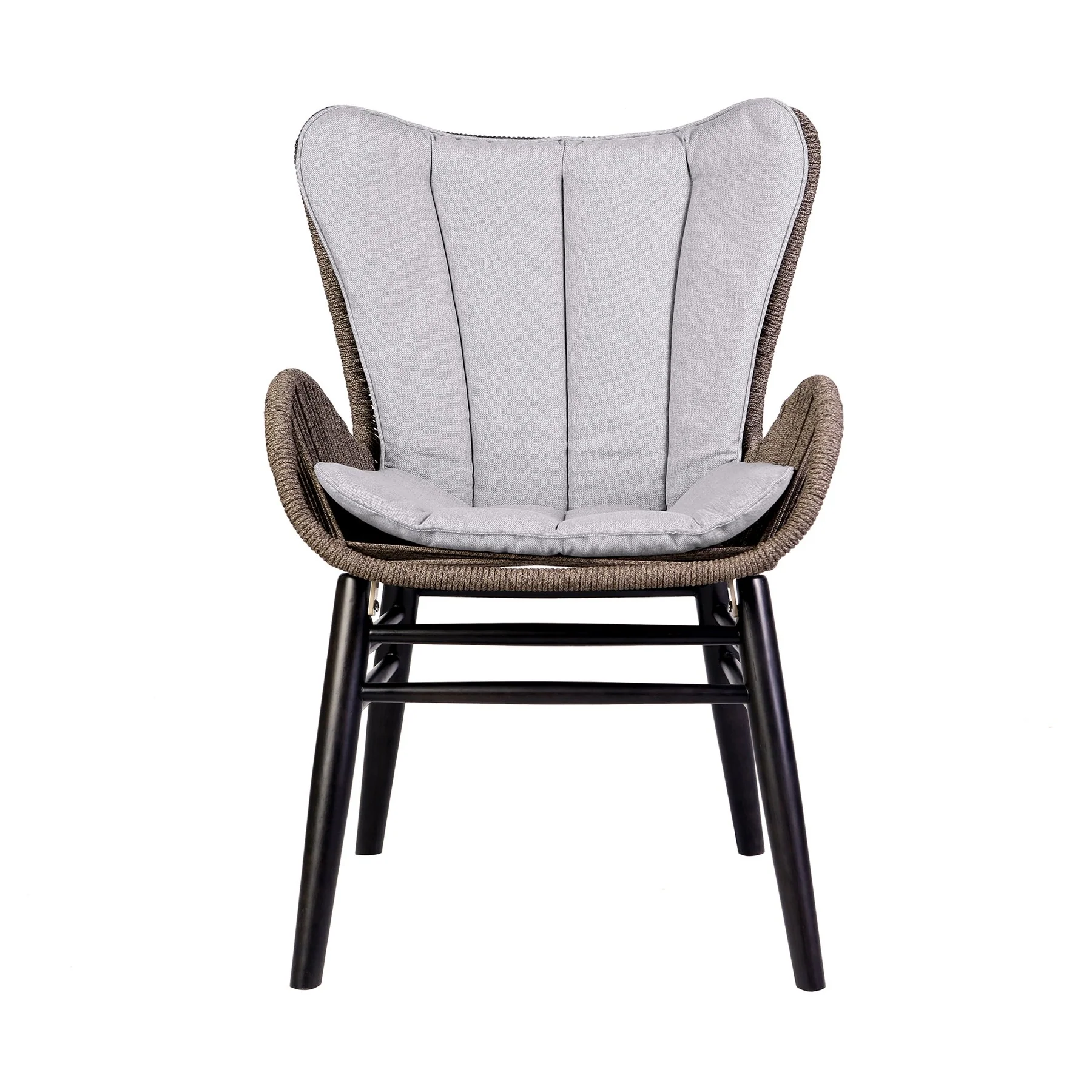 Mateo Outdoor Patio Dining Chair in Dark Eucalyptus Wood and Truffle Rope - Image 2