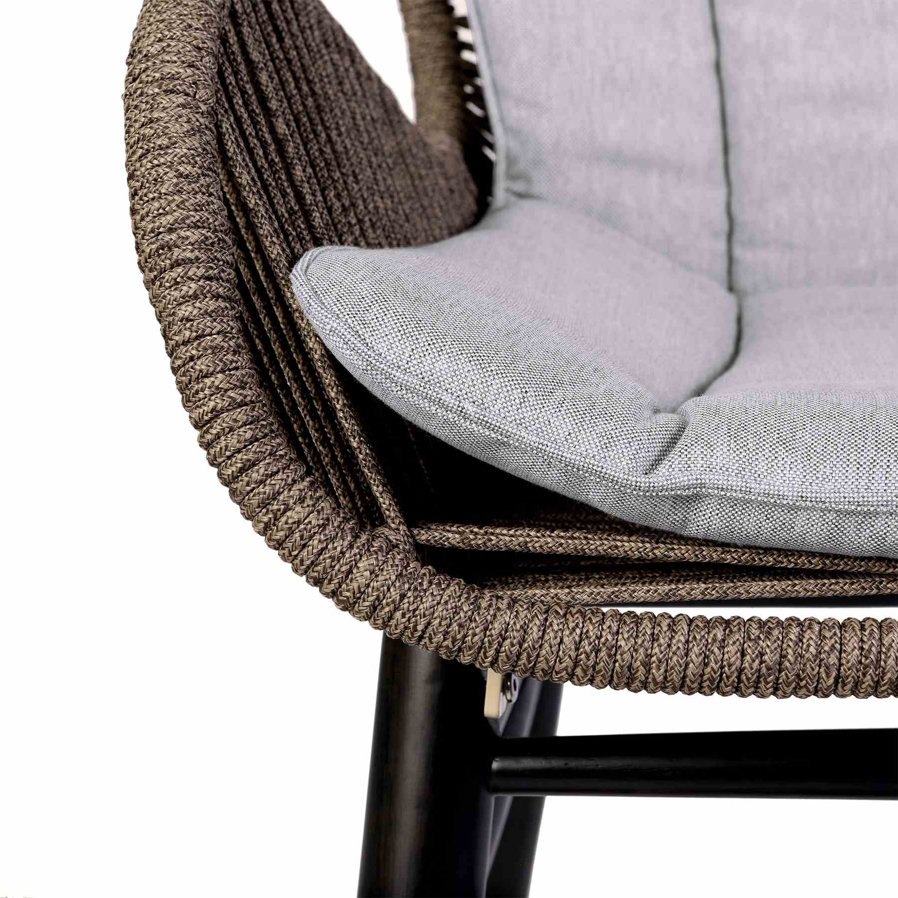 Mateo Outdoor Patio Dining Chair in Dark Eucalyptus Wood and Truffle Rope - Image 7