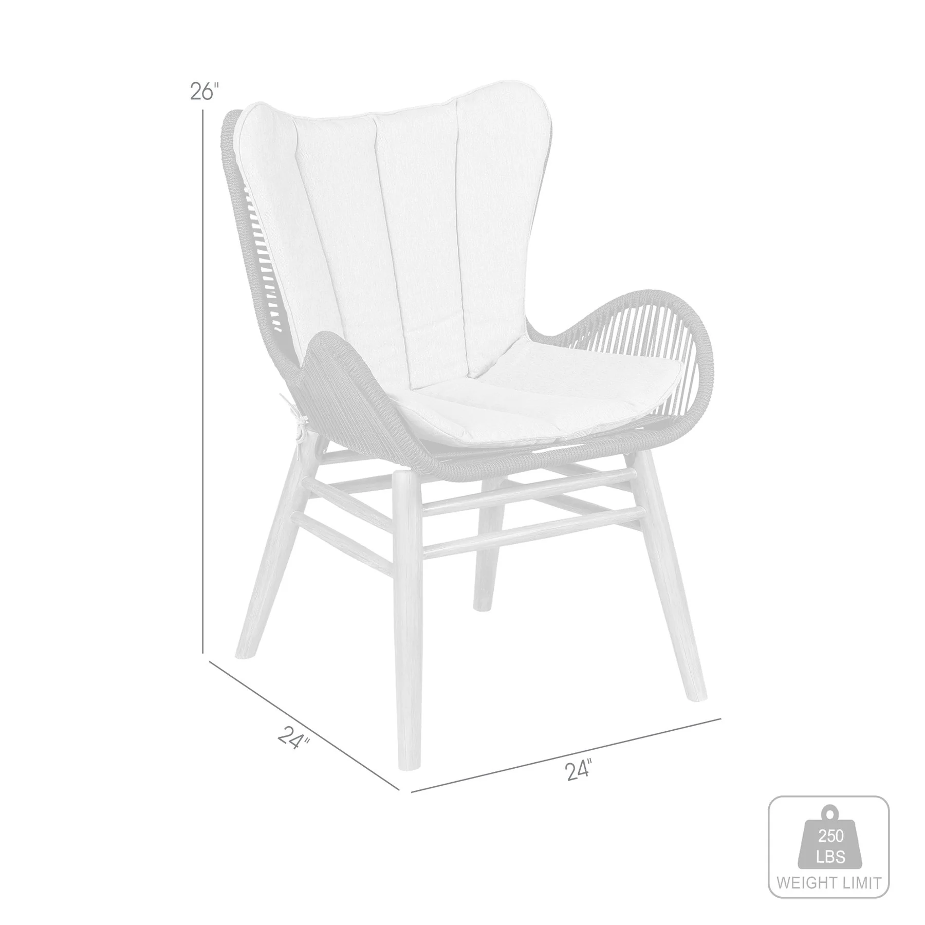 Mateo Outdoor Patio Dining Chair in Light Eucalyptus Wood and Charcoal Rope - Image 11