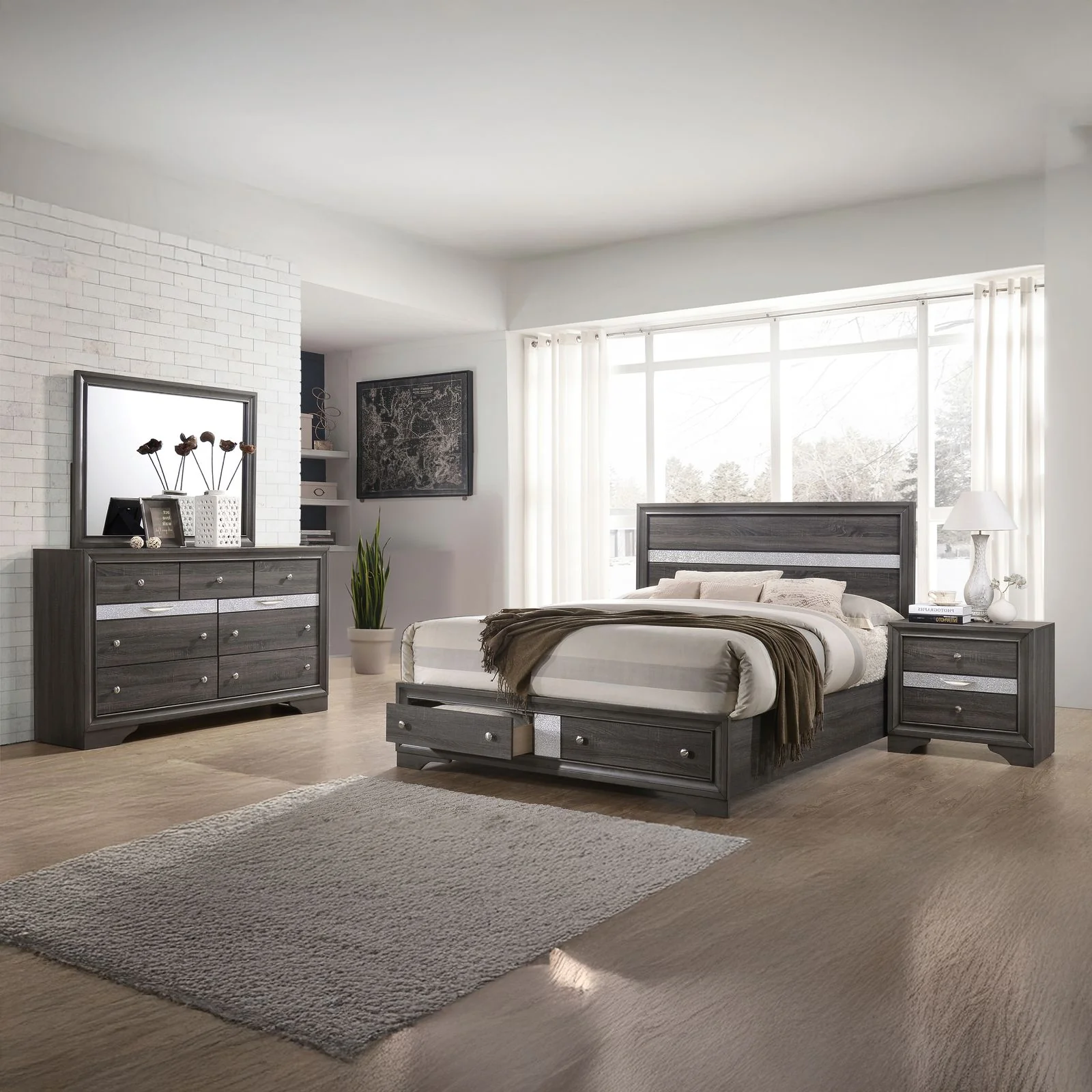 Matrix 4 Pc King Bed Gray - Image 18