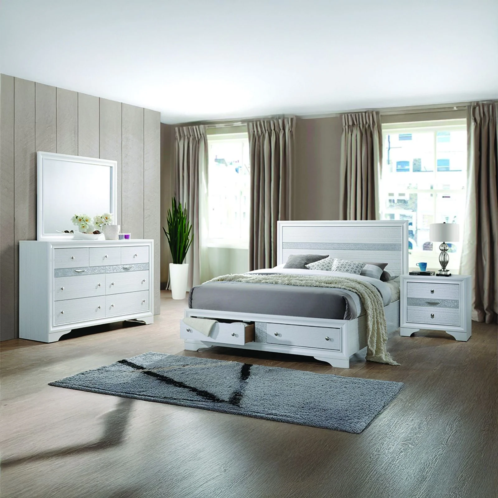 Matrix 4 Pc Queen Bed  White - Image 15