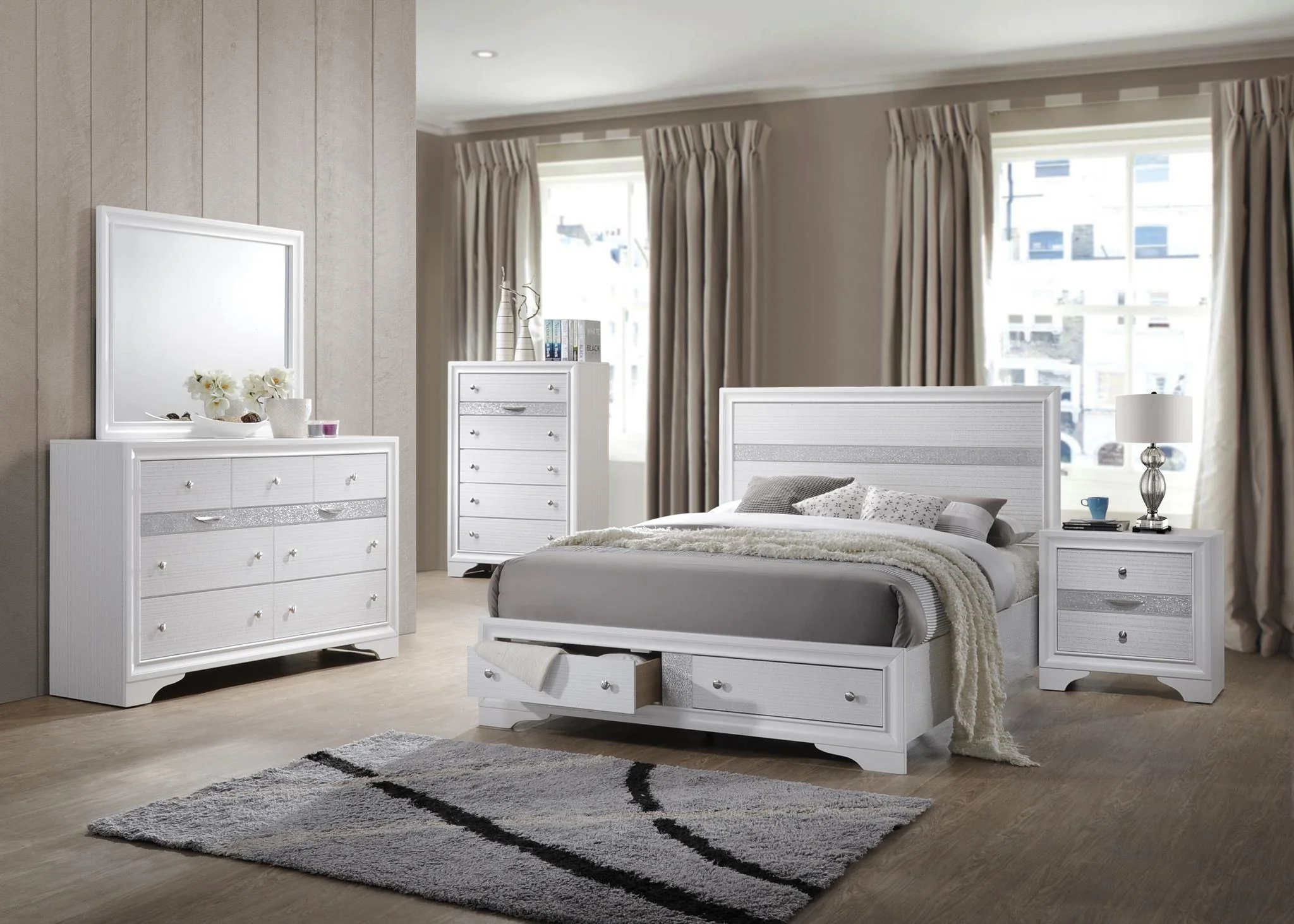 Matrix 4 Pc Queen Bed  White - Image 2