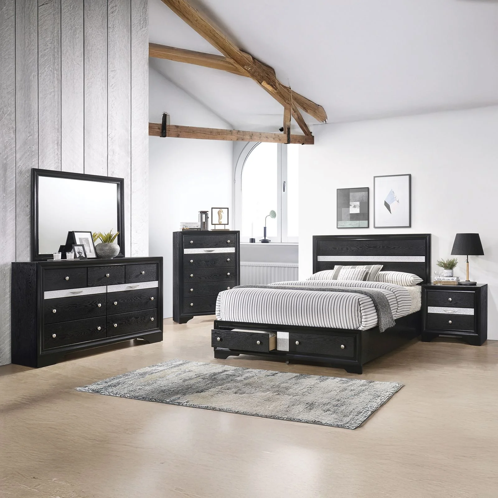 Matrix 5 Pc Queen Bed Black - Image 23