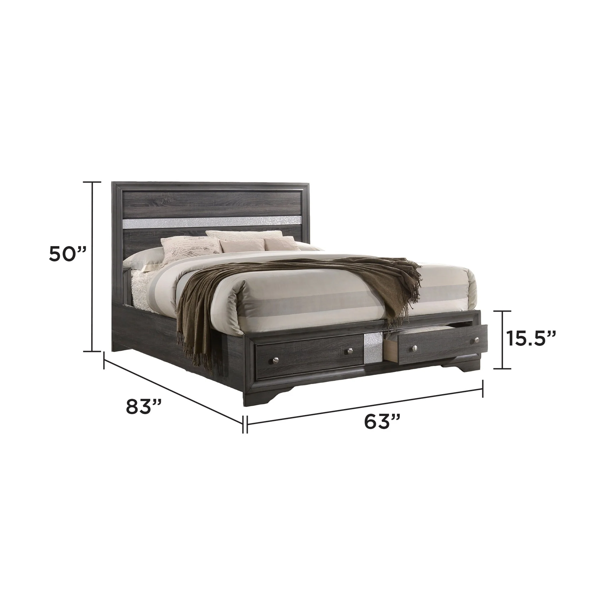 Matrix  Queen Bed Gray - Image 5