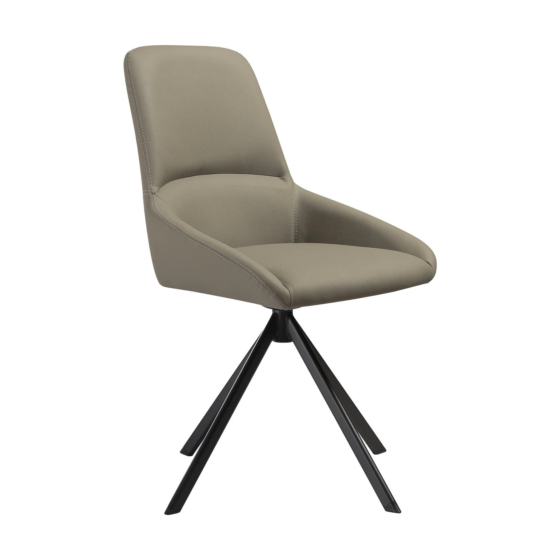 Maverick Swivel Upholstered Dining Chair in Taupe Gray Faux Leather with Black Metal Legs - Set of 2 - Image 2