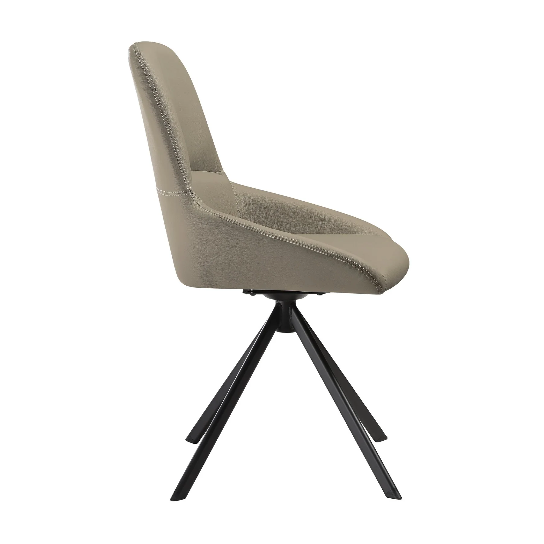 Maverick Swivel Upholstered Dining Chair in Taupe Gray Faux Leather with Black Metal Legs - Set of 2 - Image 4
