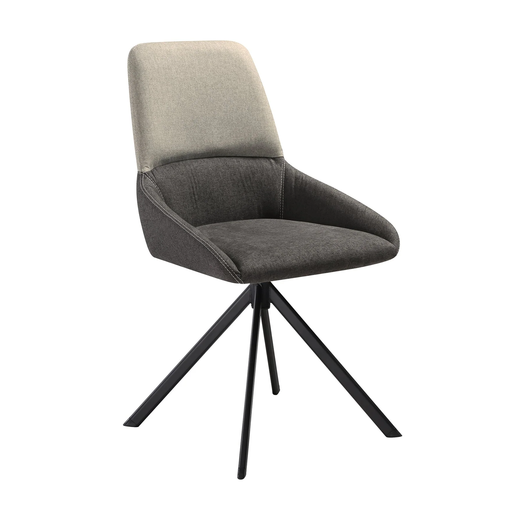 Maverick Swivel Upholstered Dining Chair in Two-Tone Fabric Gray with Black Metal Legs - Set of 2 - Image 2