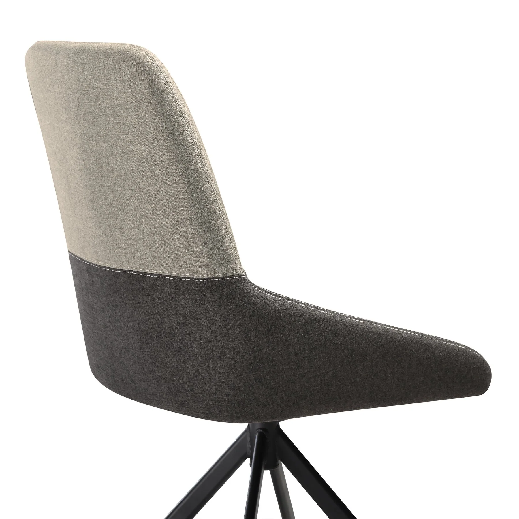 Maverick Swivel Upholstered Dining Chair in Two-Tone Fabric Gray with Black Metal Legs - Set of 2 - Image 6