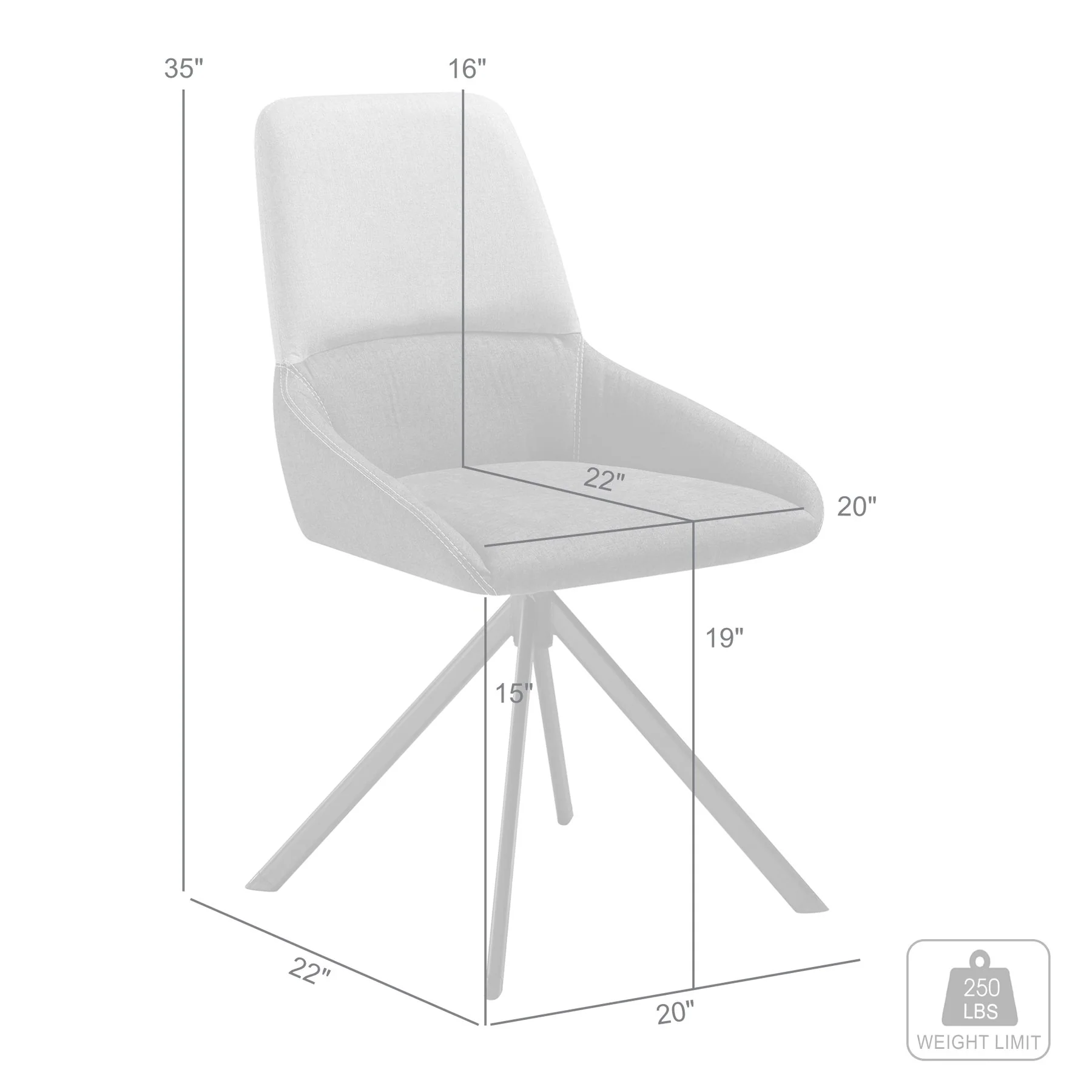 Maverick Swivel Upholstered Dining Chair in Two-Tone Fabric Gray with Black Metal Legs - Set of 2 - Image 9