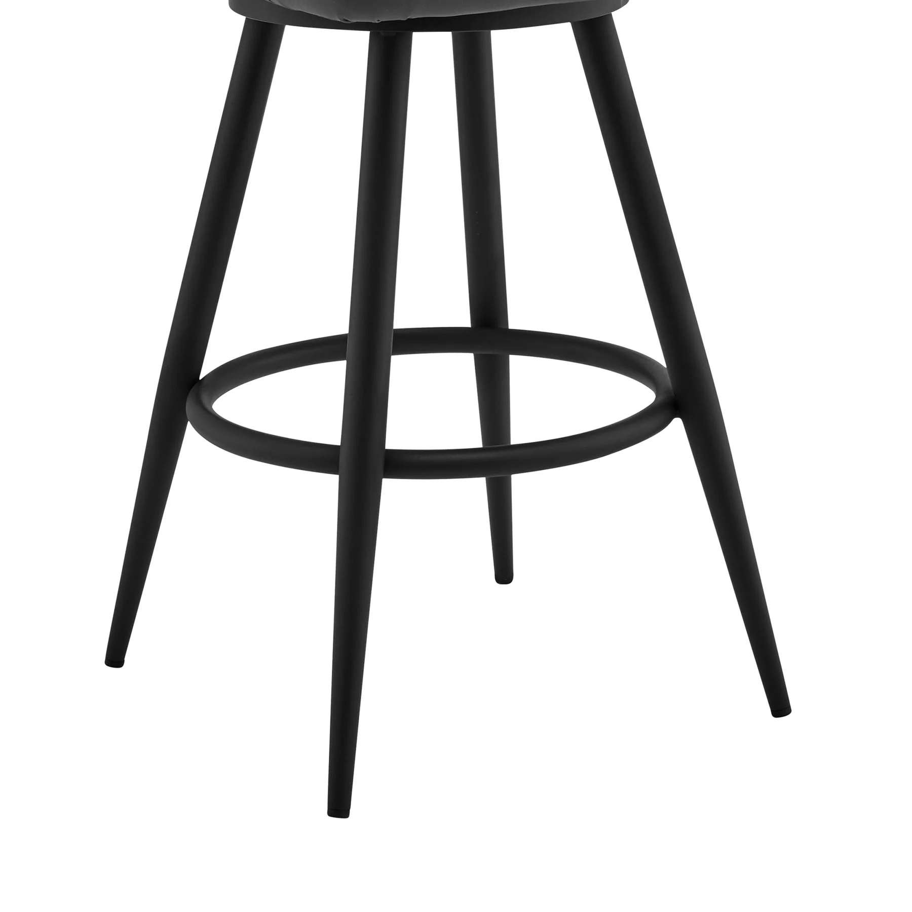 Maxen 26" Gray Faux Leather and Black Metal Swivel Bar Stool - Image 6