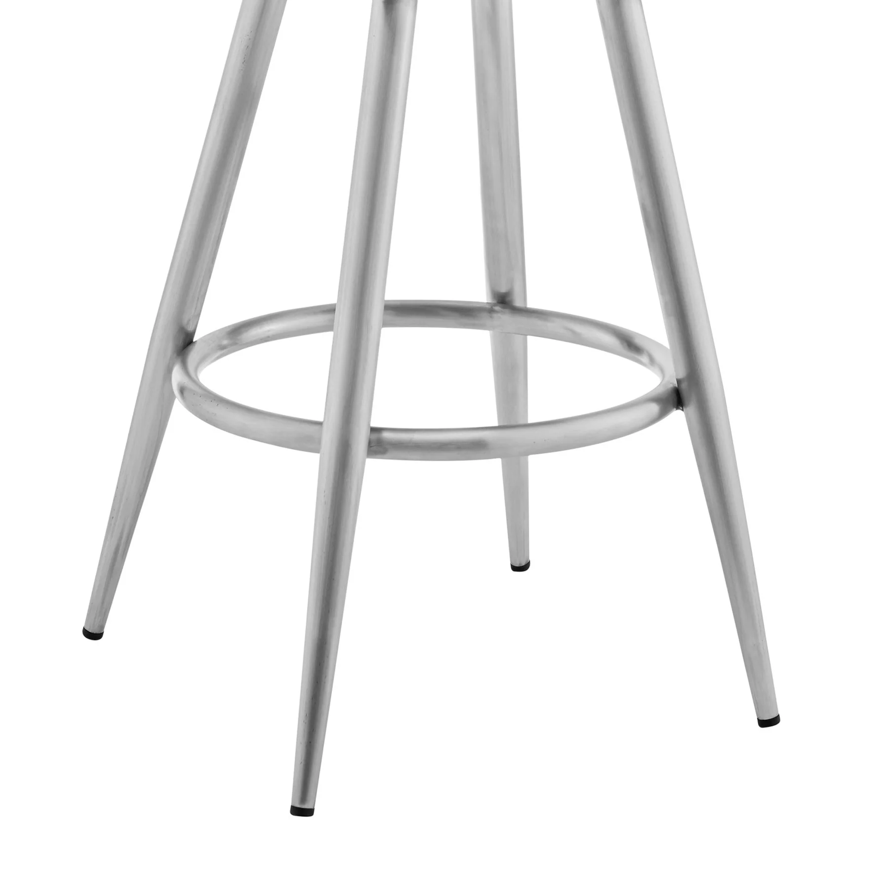Maxen 26" Gray Faux Leather and Brushed Stainless Steel Swivel Bar Stool - Image 6