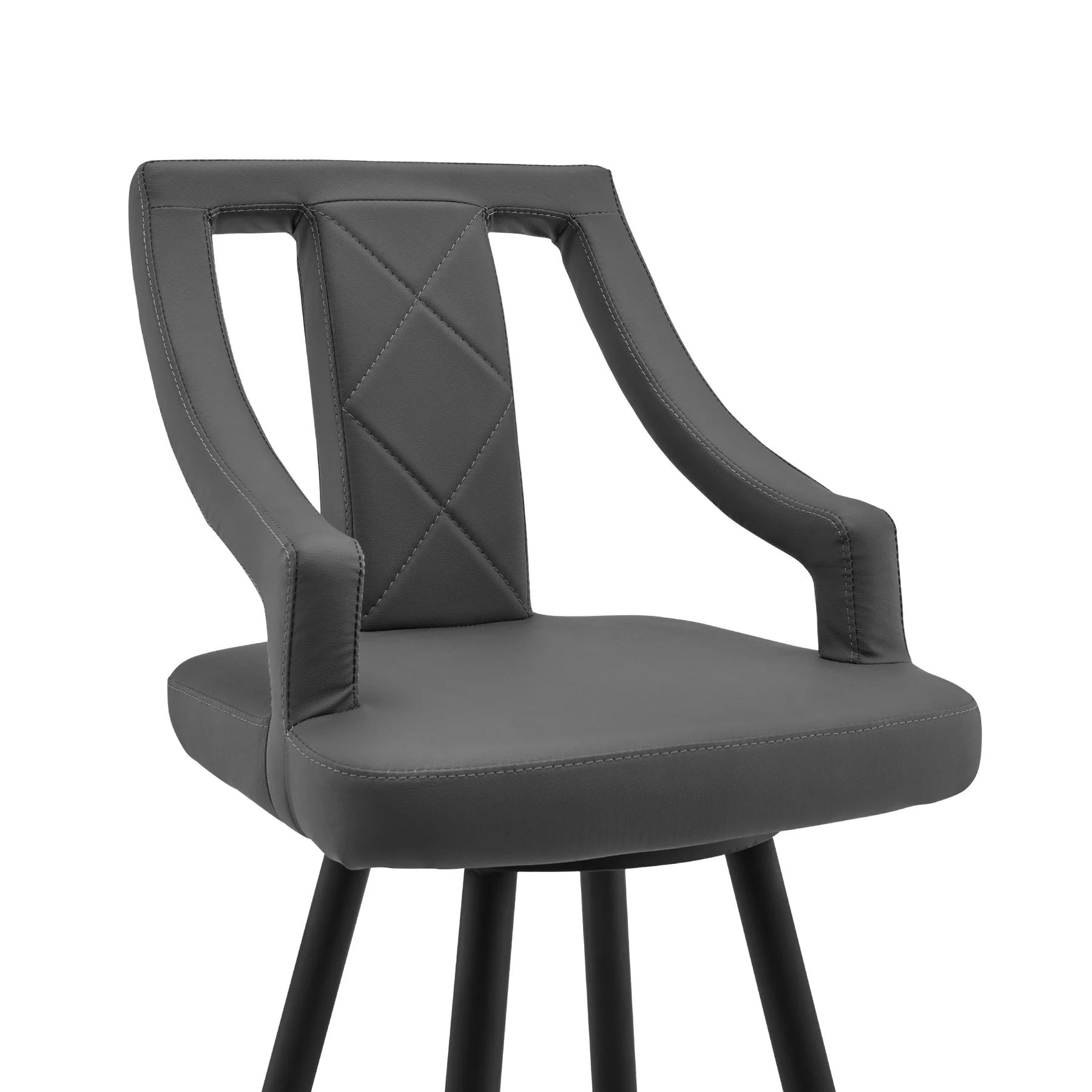 Maxen 30" Gray Faux Leather and Black Metal Swivel Bar Stool - Image 4