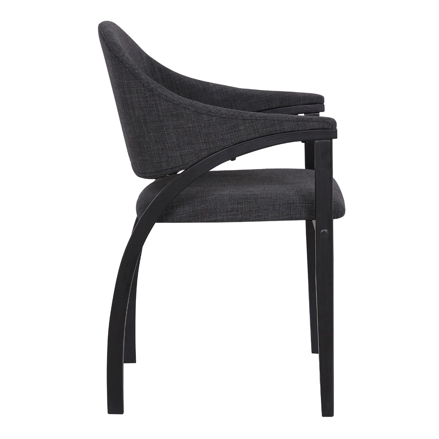 Meadow Contemporary Dining Chair in Black Brush Wood Finish and Charcoal Fabric - Set of 2 - Image 4