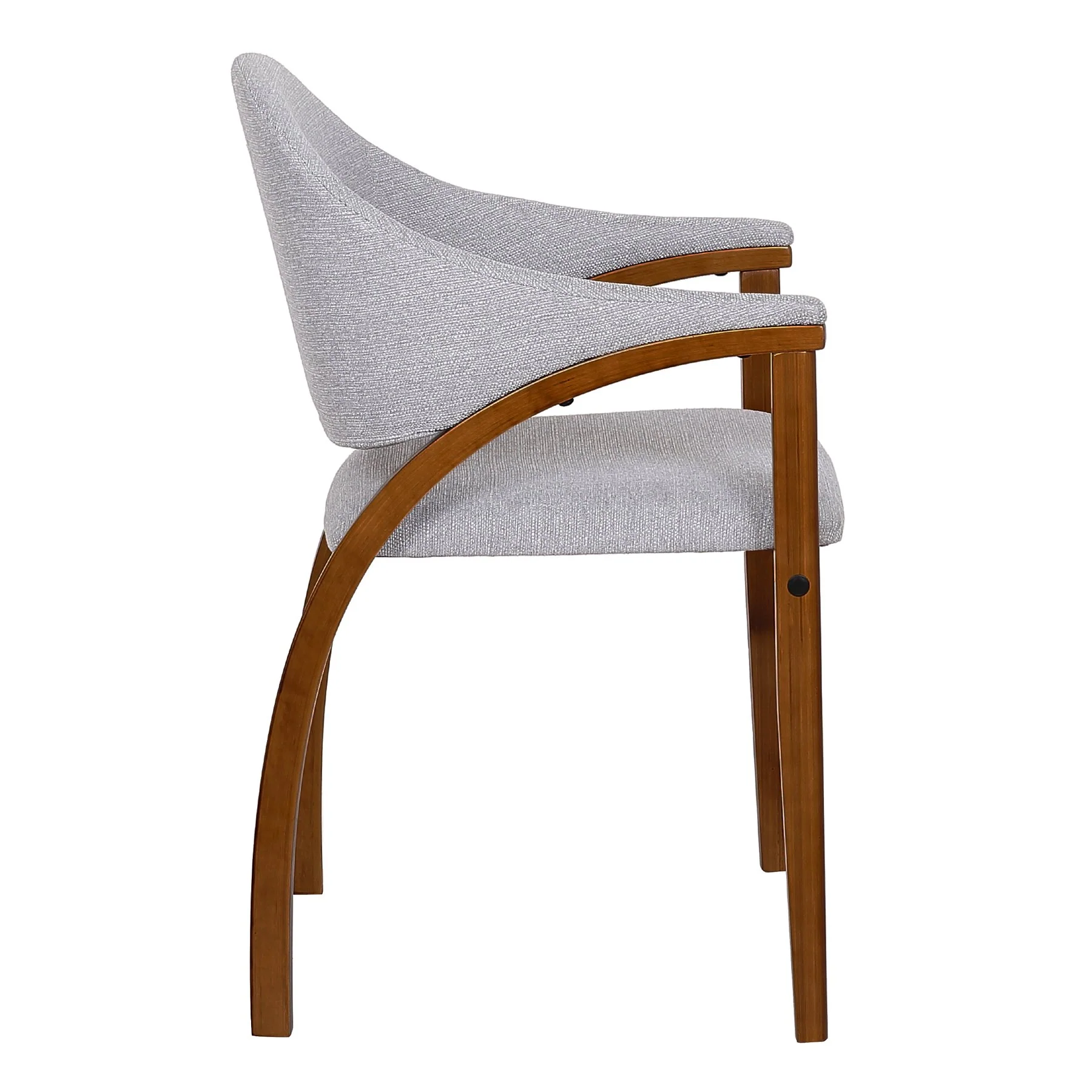 Meadow Contemporary Dining Chair in Walnut Wood Finish and Gray Fabric - Set of 2 - Image 3