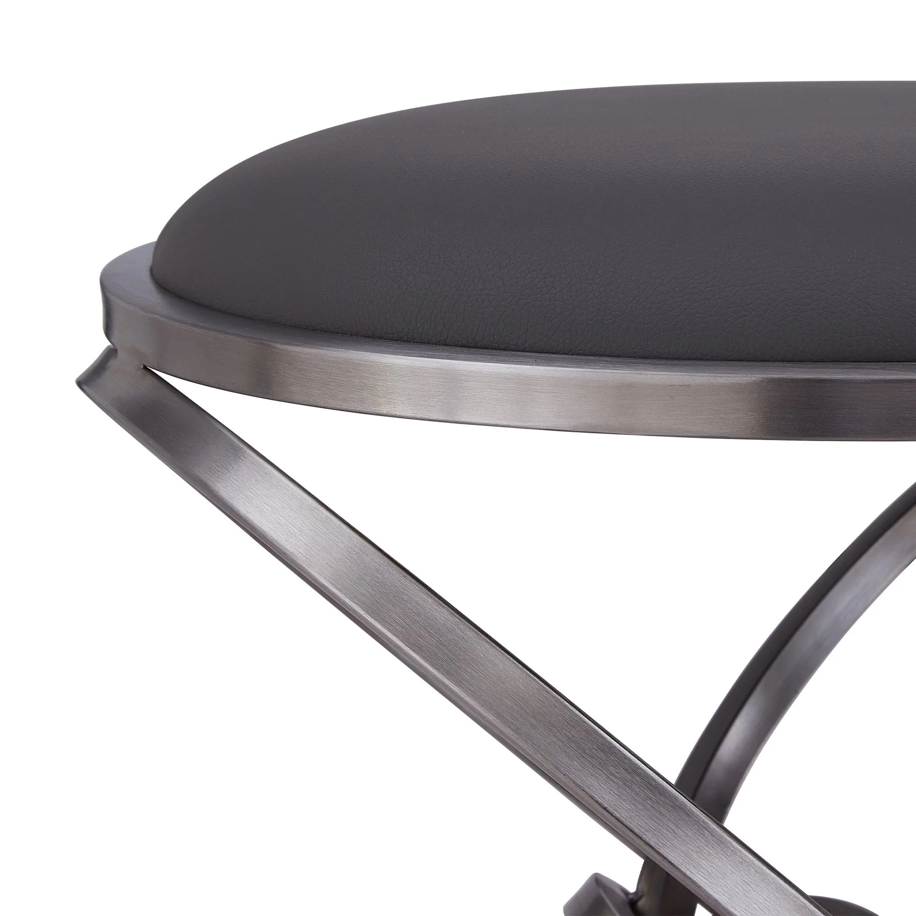Medley Contemporary 30" Bar Height Barstool in Brushed Stainless Steel Finish and Gray Faux Leather - Image 4