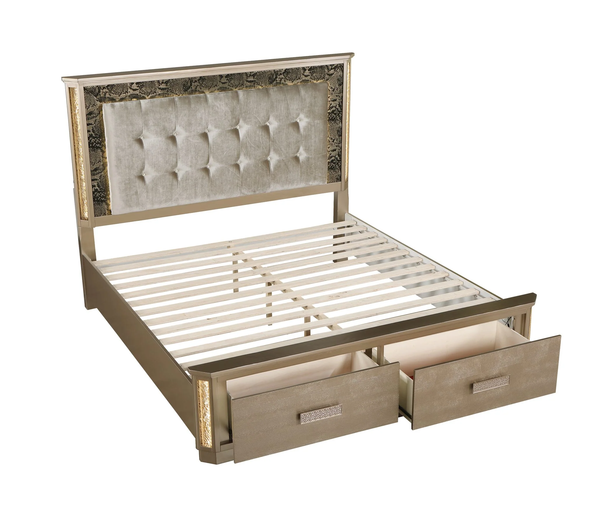 Medusa King 4 Pc Bedroom Set  Gold - Image 4