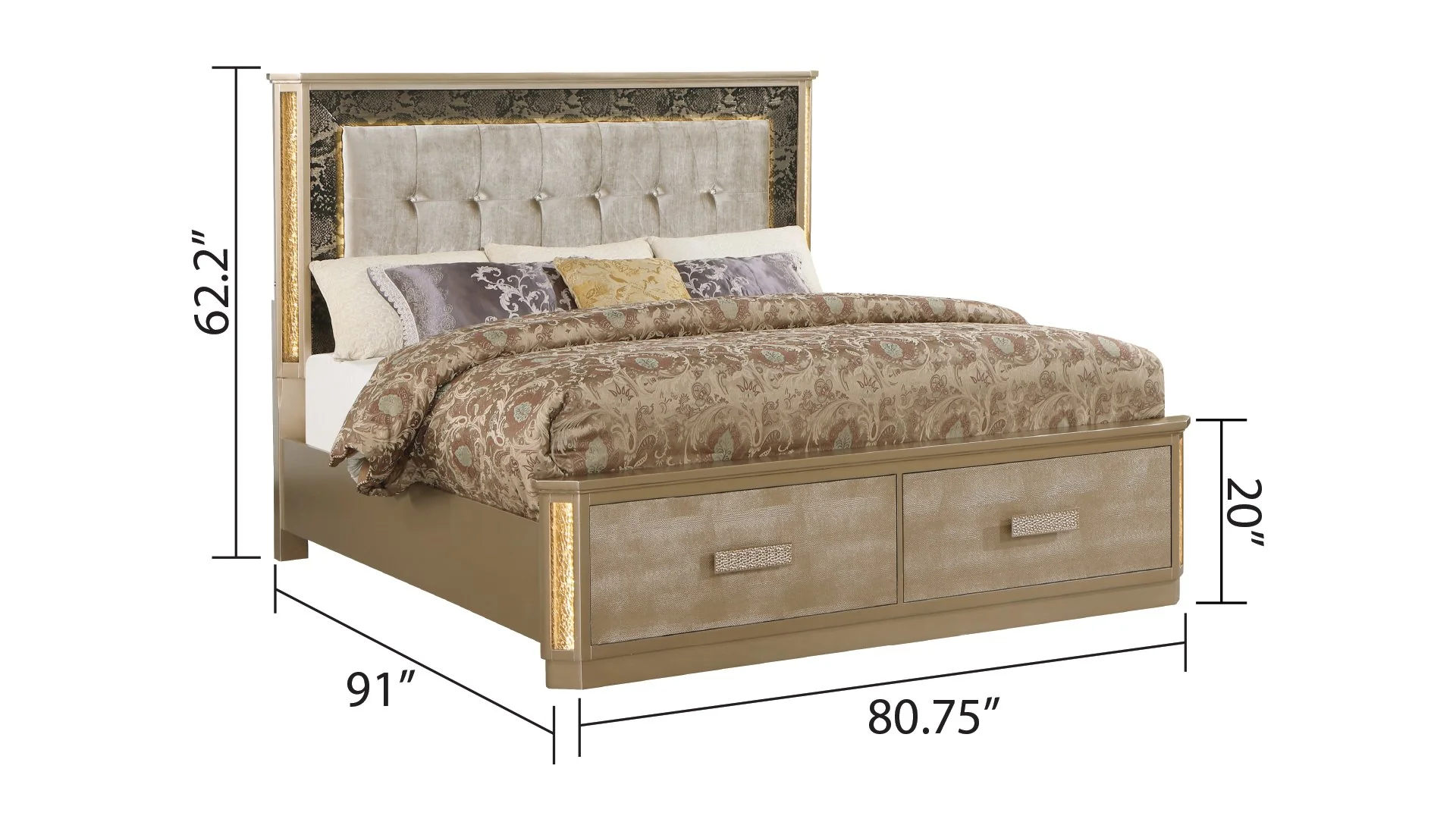 Medusa King 4 Pc Bedroom Set  Gold - Image 5