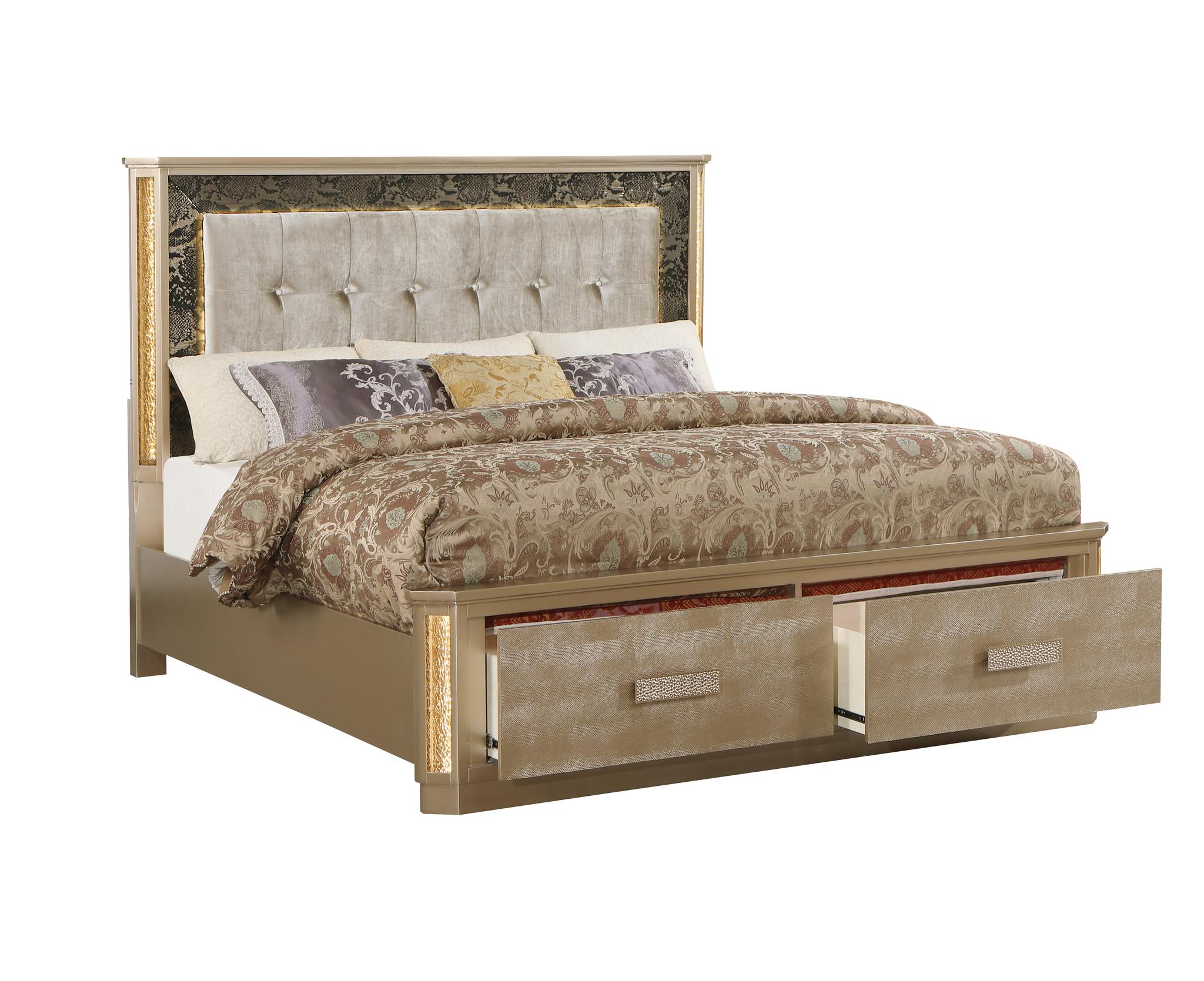 Medusa Queen 5 Pc Bedroom Set  Gold - Image 3